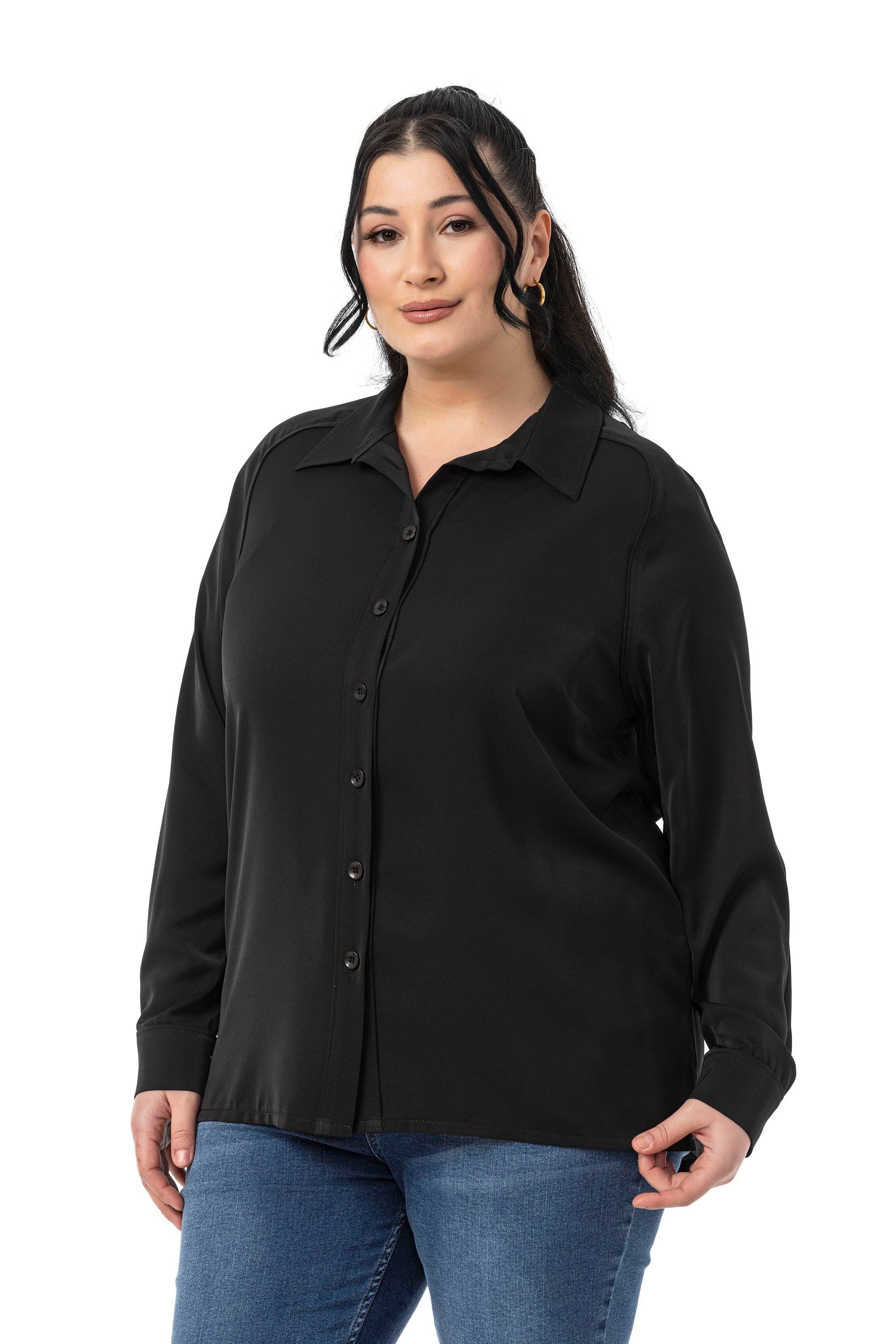 GömlekDisentis Modest Büyük Beden Reglan Kollu Siyah Gömlek DISENTIS MODESTBüyük Beden Reglan Kollu Siyah Gömlek 