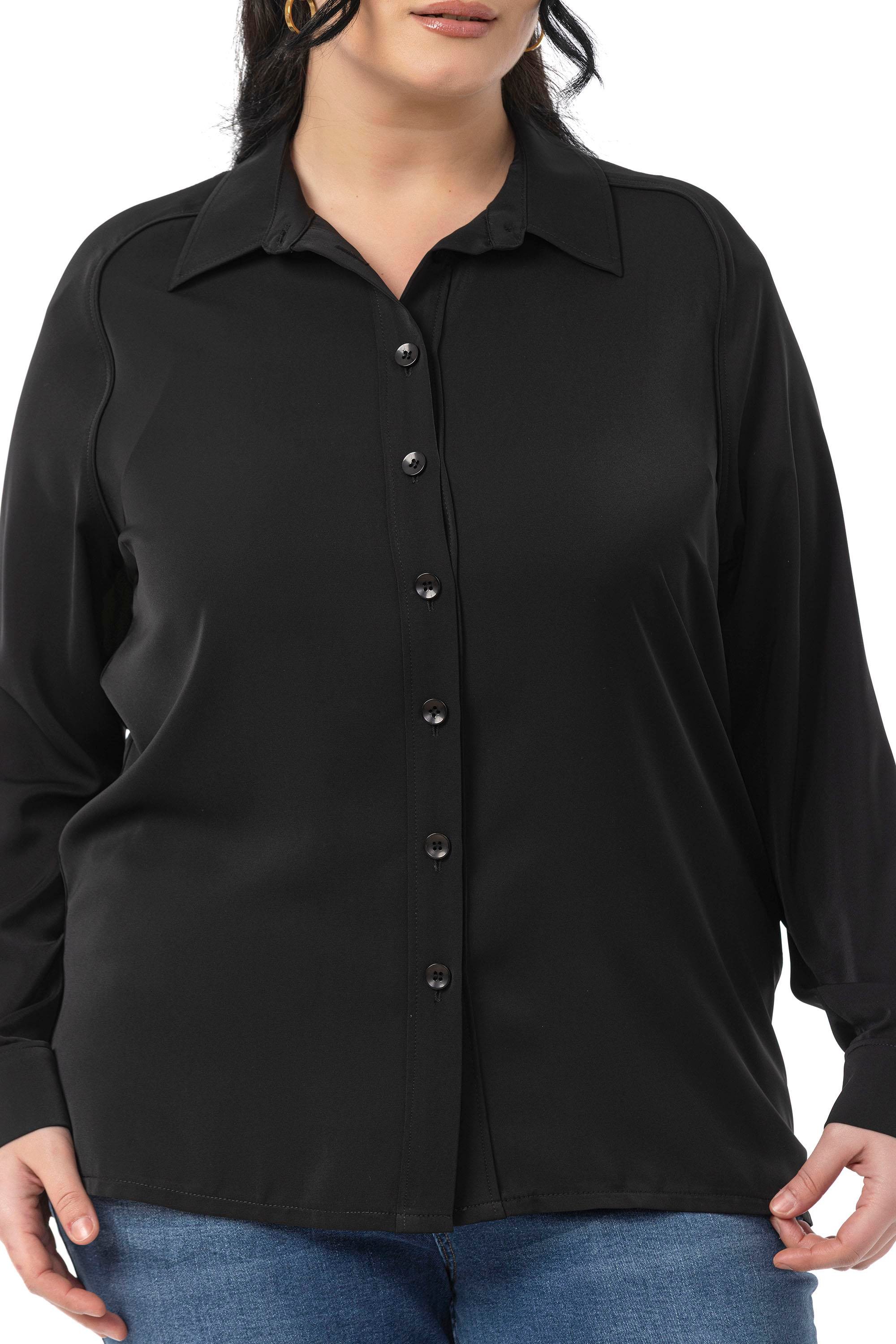 GömlekDisentis Modest Büyük Beden Reglan Kollu Siyah Gömlek DISENTIS MODESTBüyük Beden Reglan Kollu Siyah Gömlek 