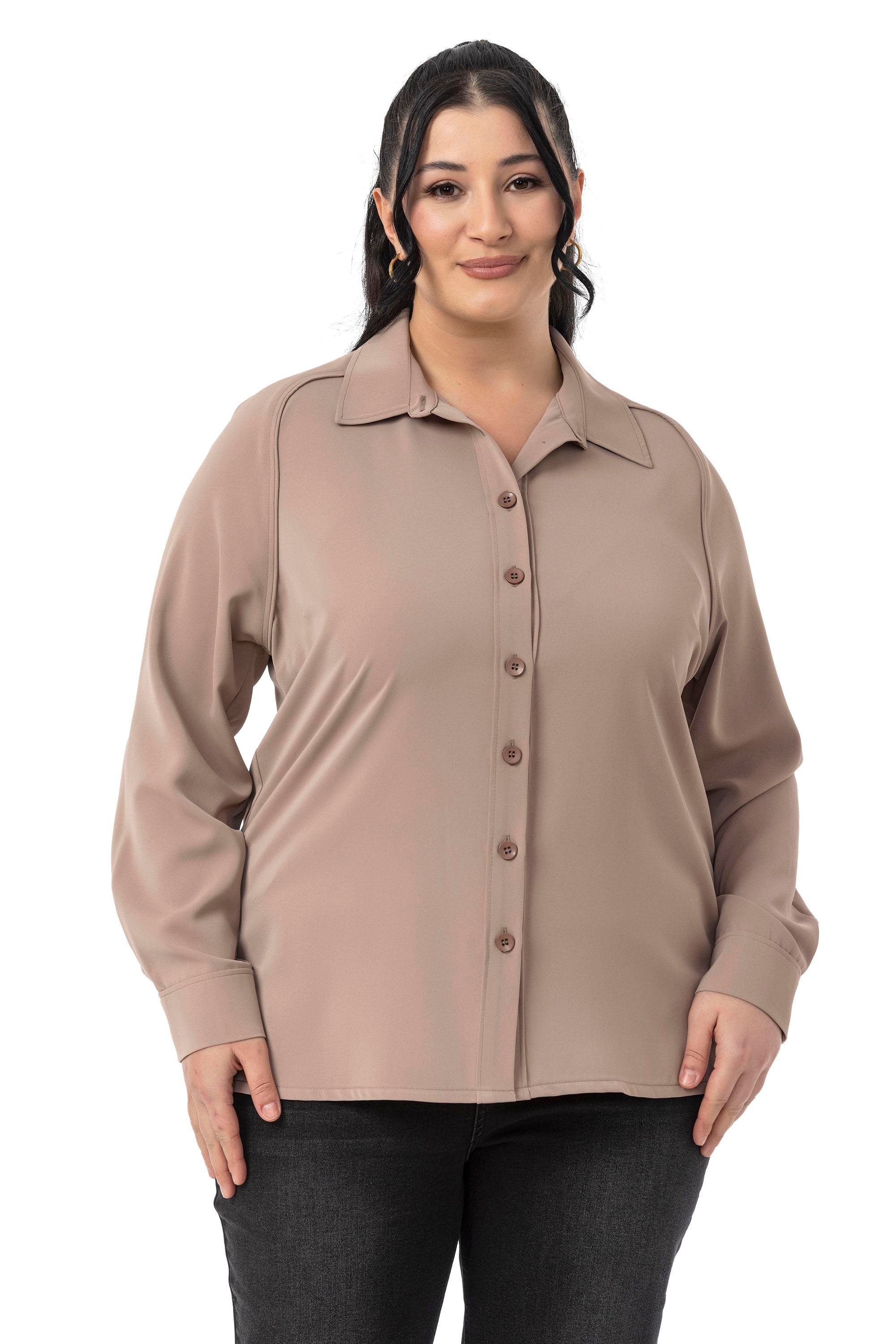 GömlekDisentis Modest Büyük Beden Reglan Kollu Vizon Gömlek DISENTIS MODESTBüyük Beden Reglan Kollu Vizon Gömlek 