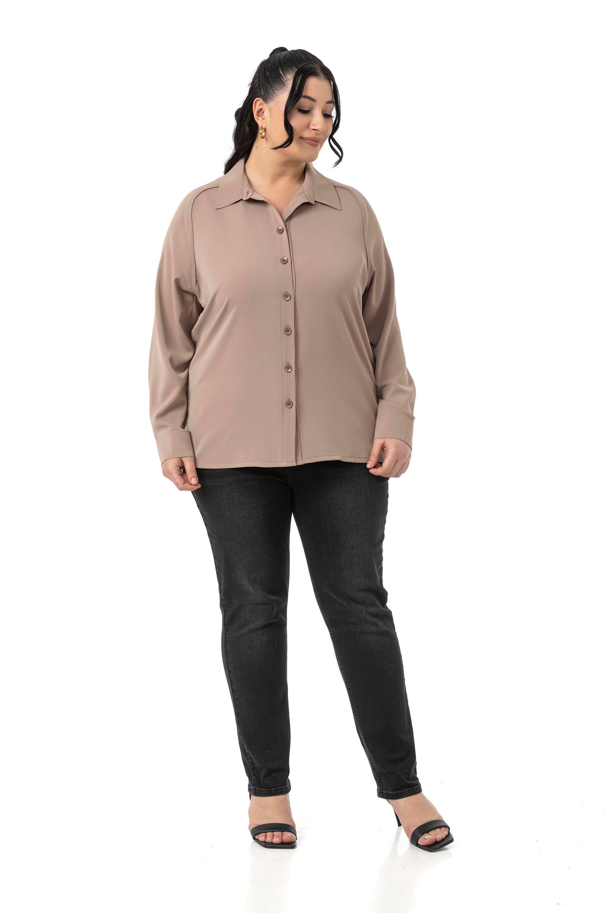 GömlekDisentis Modest Büyük Beden Reglan Kollu Vizon Gömlek DISENTIS MODESTBüyük Beden Reglan Kollu Vizon Gömlek 