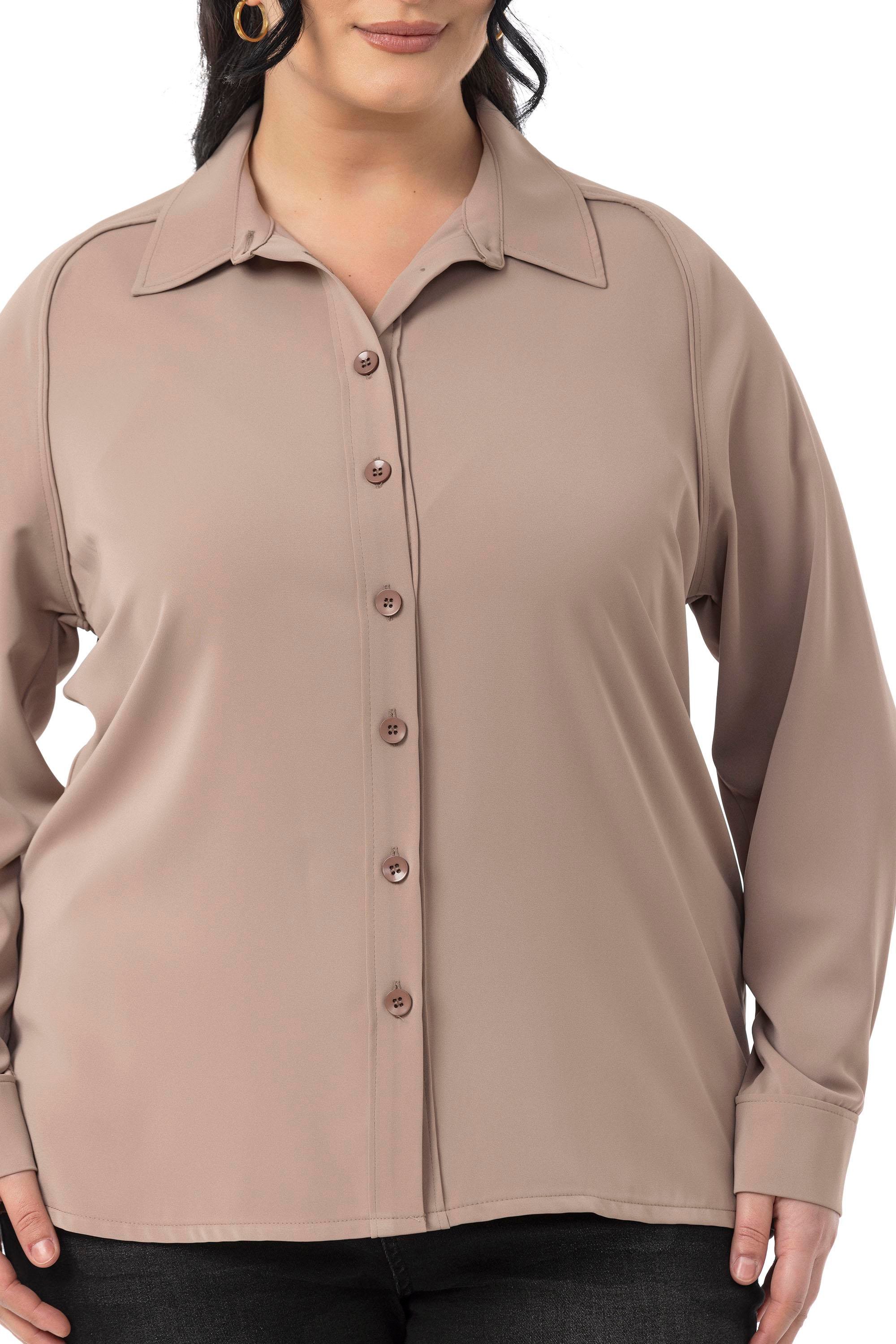 GömlekDisentis Modest Büyük Beden Reglan Kollu Vizon Gömlek DISENTIS MODESTBüyük Beden Reglan Kollu Vizon Gömlek 