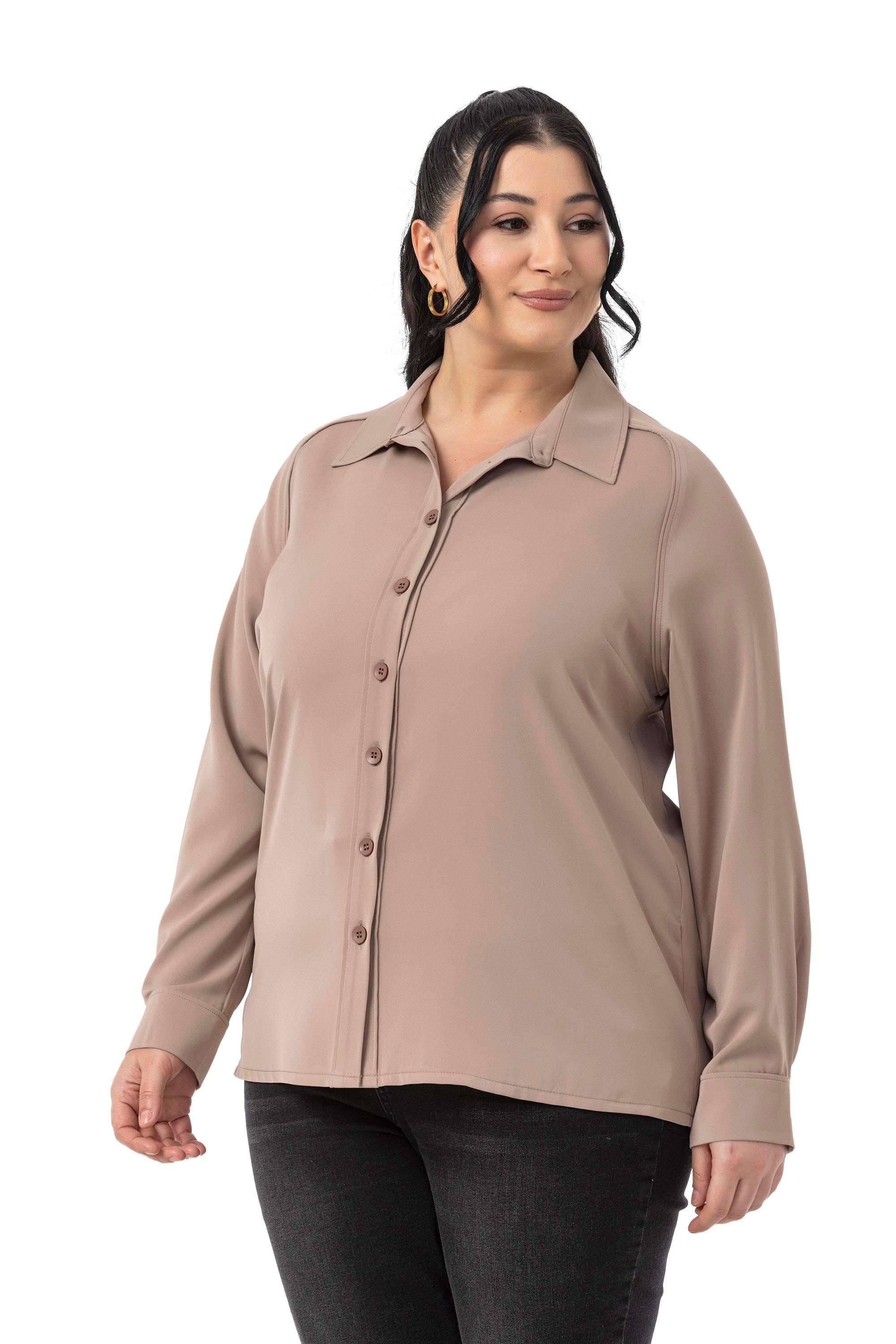 GömlekDisentis Modest Büyük Beden Reglan Kollu Vizon Gömlek DISENTIS MODESTBüyük Beden Reglan Kollu Vizon Gömlek 