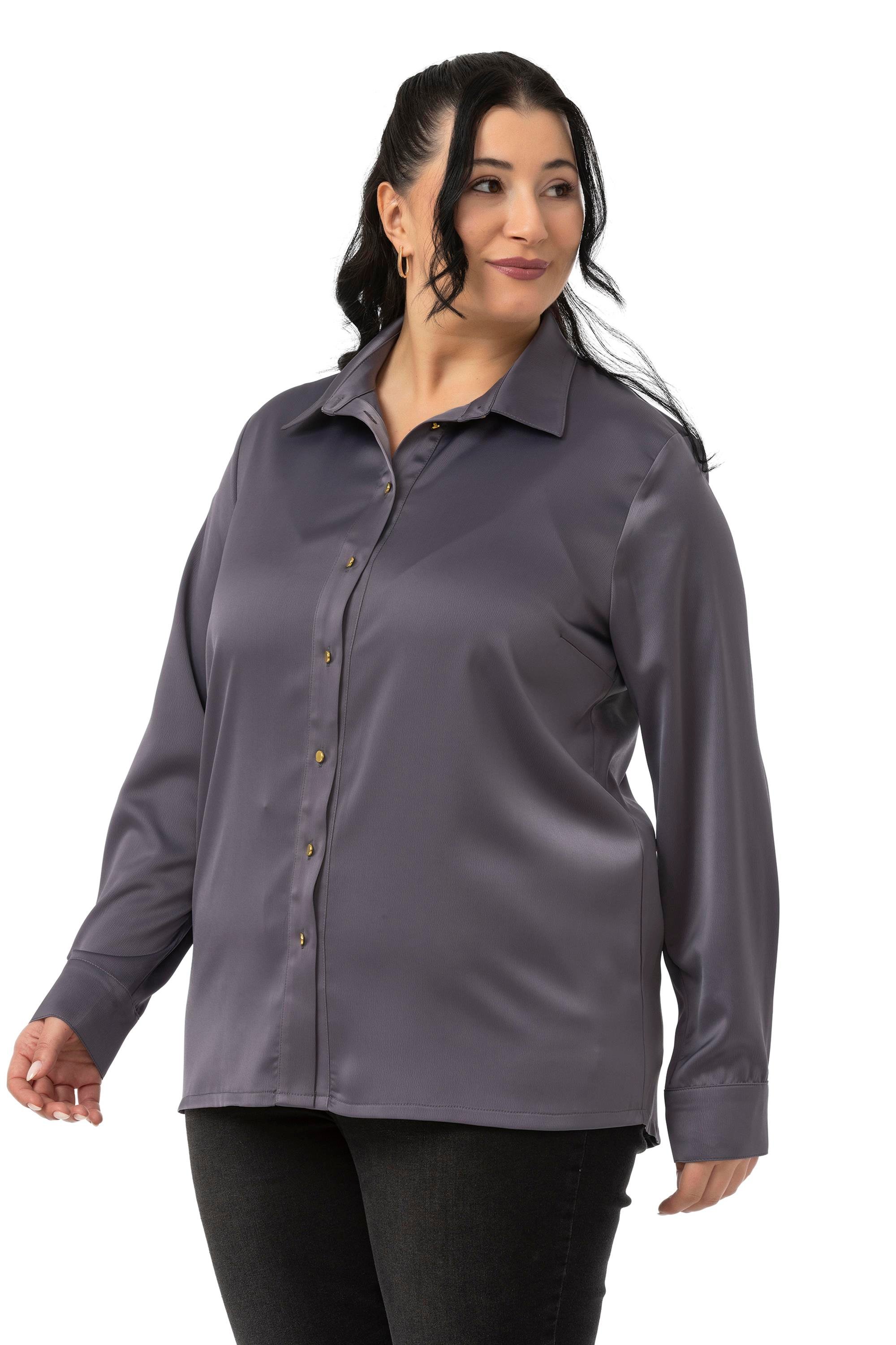 ShirtsDisentis Modest Saten Dokulu Manşetli Antrasit GömlekDISENTIS MODESTBüyük Beden Saten Dokulu Manşetli Antrasit Gömlek