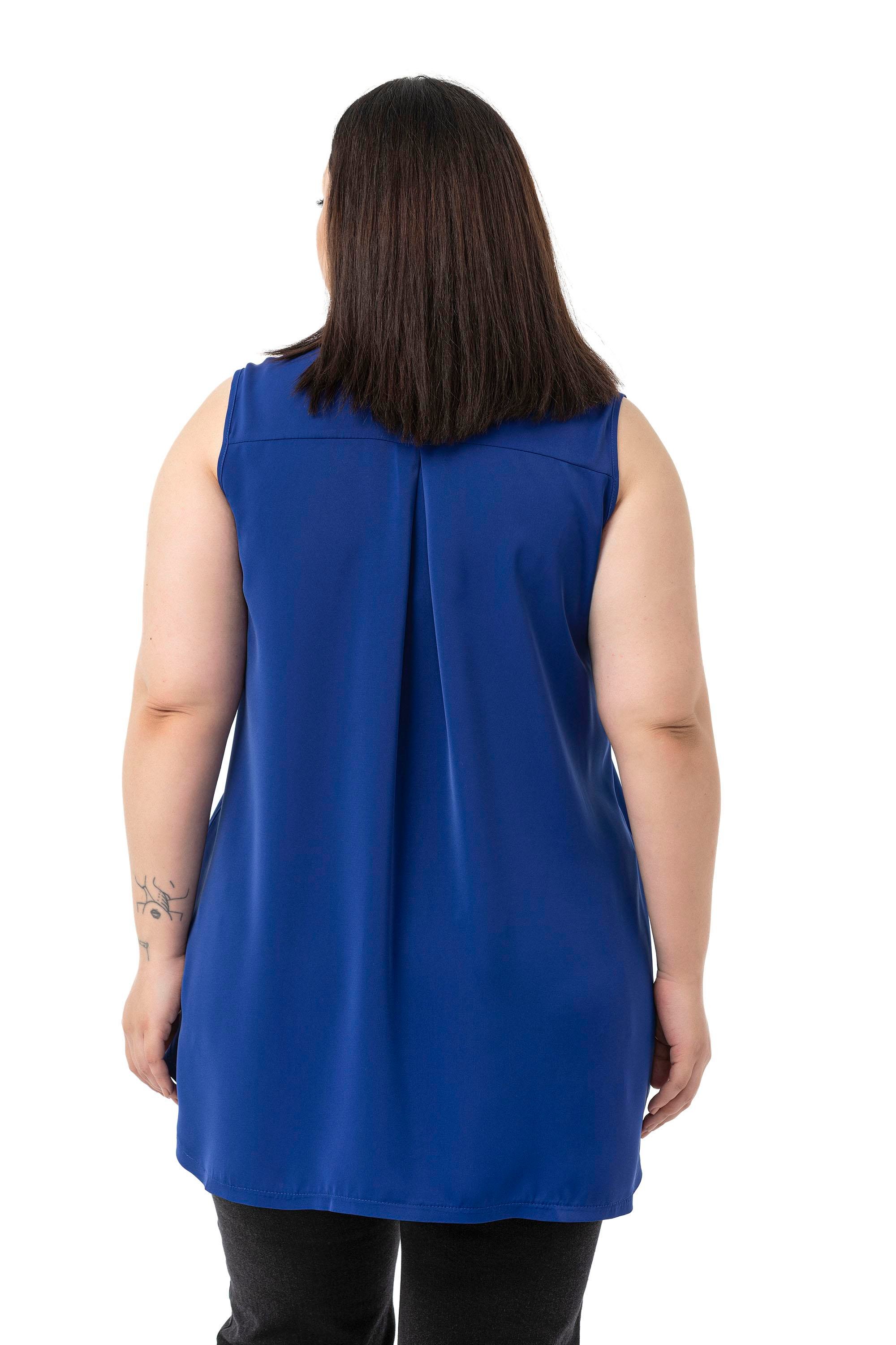 ShirtsDisentis Modest Büyük Beden Sırtta Plikaşe Detaylı Kolsuz Saks Mavi GömlekDISENTIS MODESTBüyük Beden Sırtta Plikaşe Detaylı Kolsuz Saks Mavi Gömlek