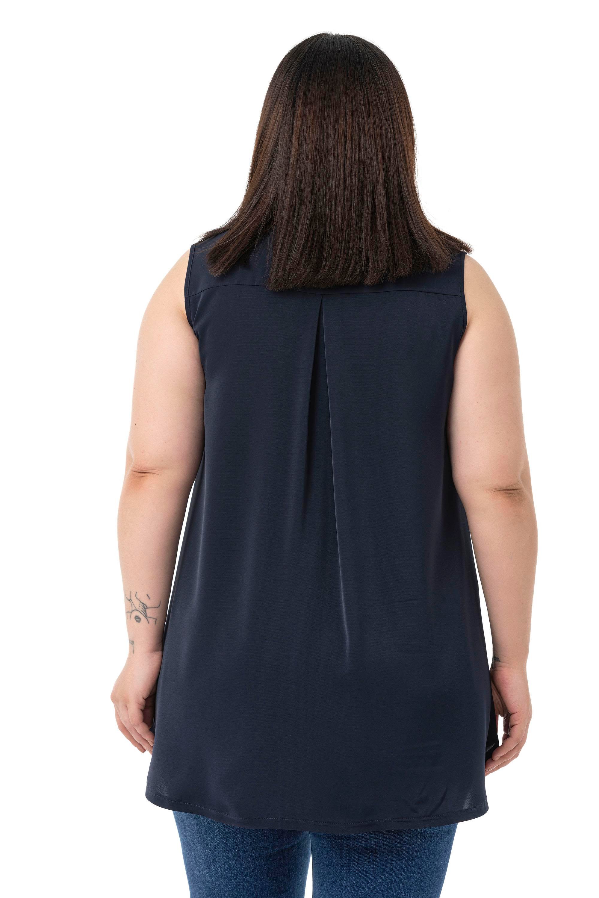 GömlekDisentis Modest Büyük Beden Sırtta Plikaşe Detaylı Kolsuz Lacivert GömlekDISENTIS MODESTBüyük Beden Sırtta Plikaşe Detaylı Kolsuz Lacivert Gömlek