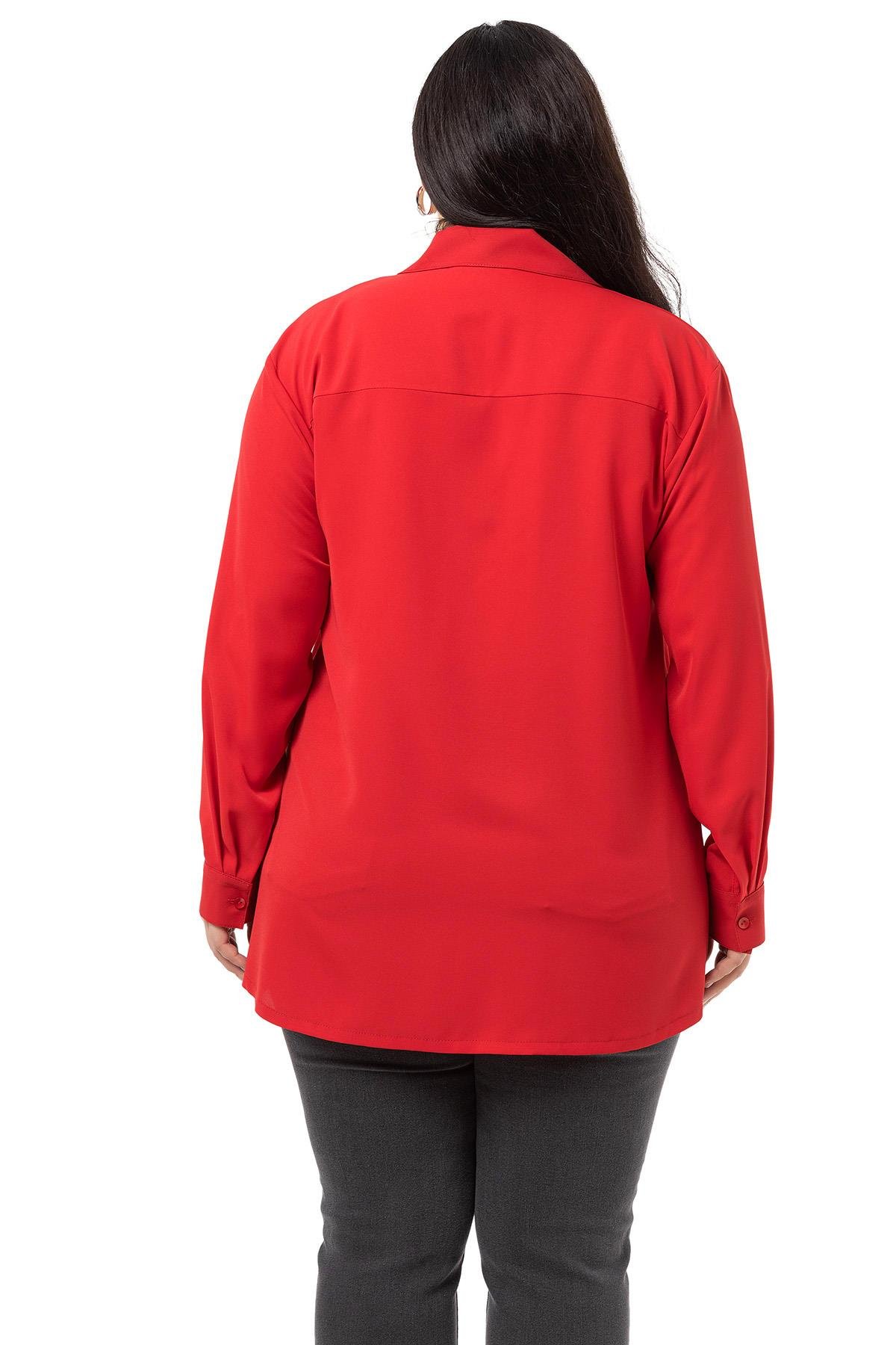 ShirtsDisentis Modest Büyük Beden Süs Fleto Cepli Manşetli Kırmızı GömlekDISENTIS MODESTBüyük Beden Süs Fleto Cepli Manşetli Kırmızı Gömlek