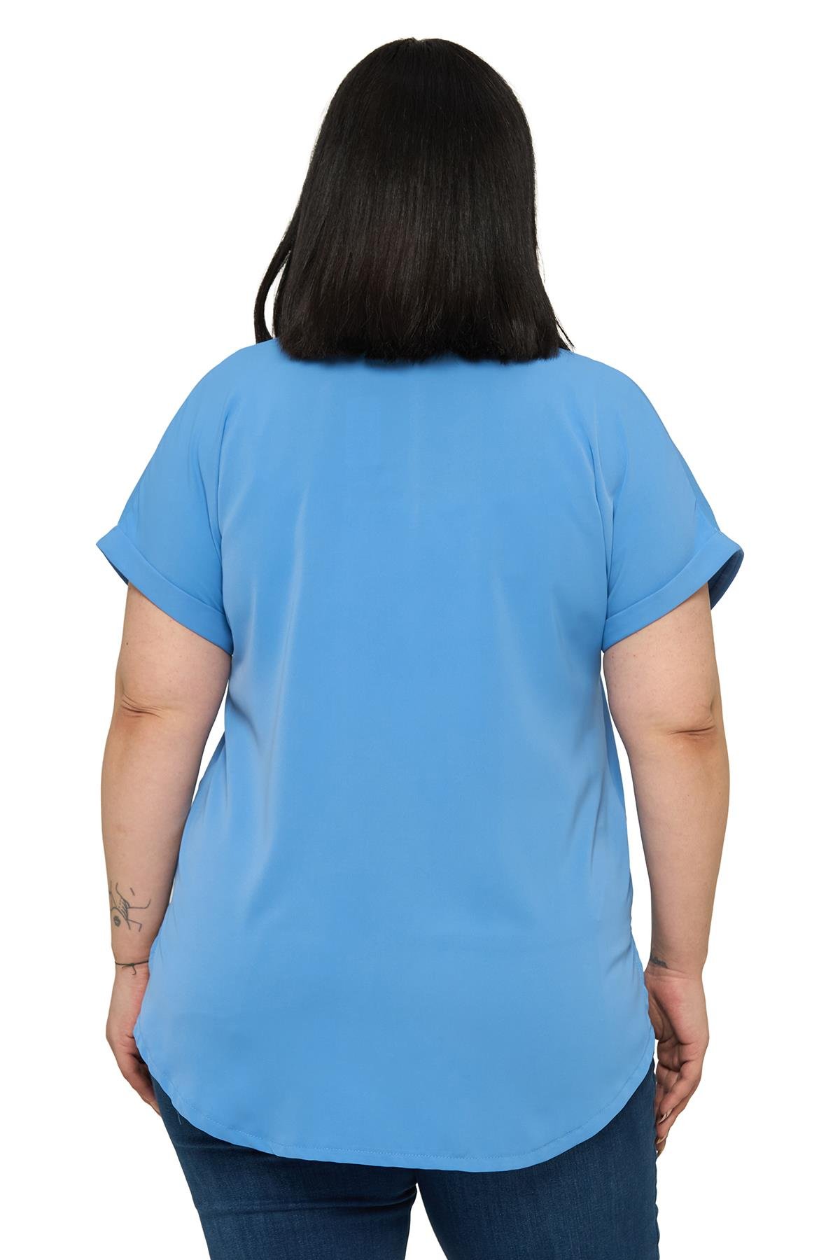 GömlekDisentis Modest Büyük Beden Tek Cepli Kısa Duble Kollu İndigo GömlekDISENTIS MODESTBüyük Beden Tek Cepli Kısa Duble Kollu İndigo Gömlek