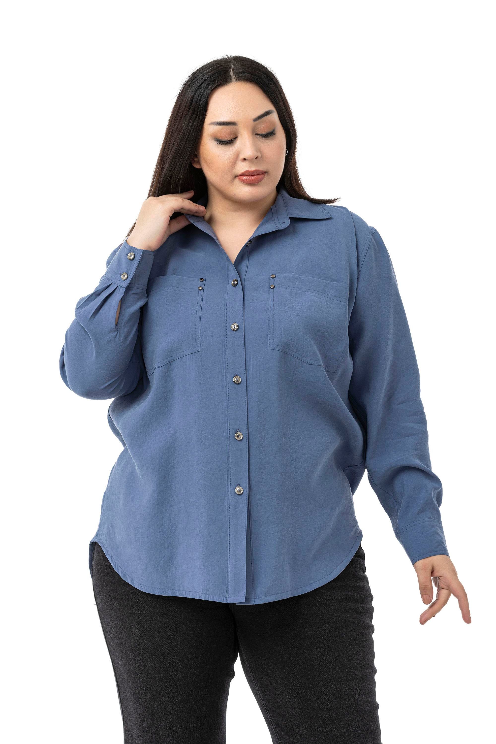 GömlekDisentis Modest Büyük Beden Torba Cepli Rivetli İndigo GömlekDISENTIS MODESTBüyük Beden Torba Cepli Rivetli İndigo Gömlek