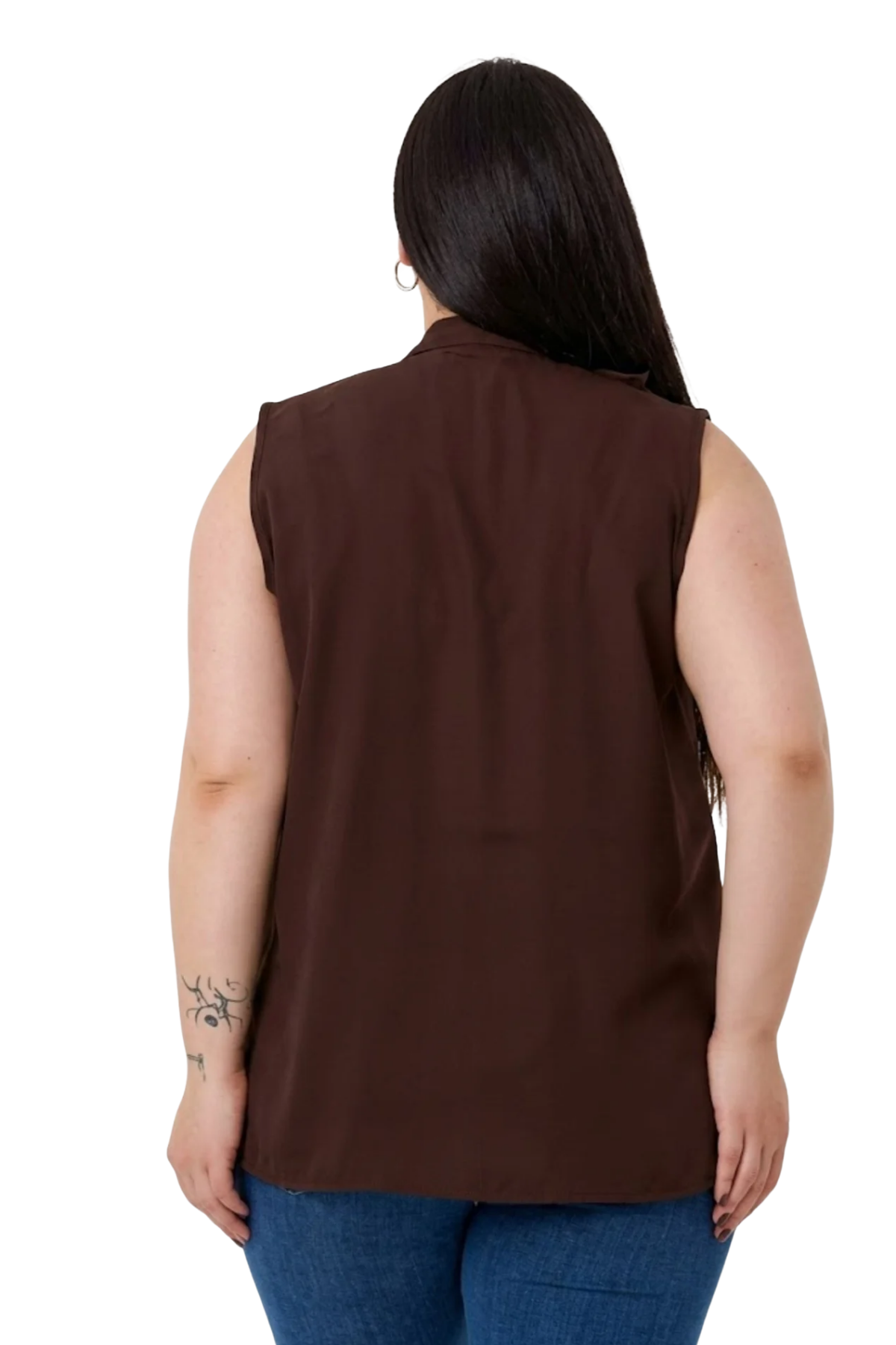 ShirtsDisentis Modest Büyük Beden Yakası İki Kat Volanlı Düğmeli Kolsuz Kahverengi GömlekDISENTIS MODESTBüyük Beden Yakası İki Kat Volanlı Düğmeli Kolsuz Kahverengi Gömlek
