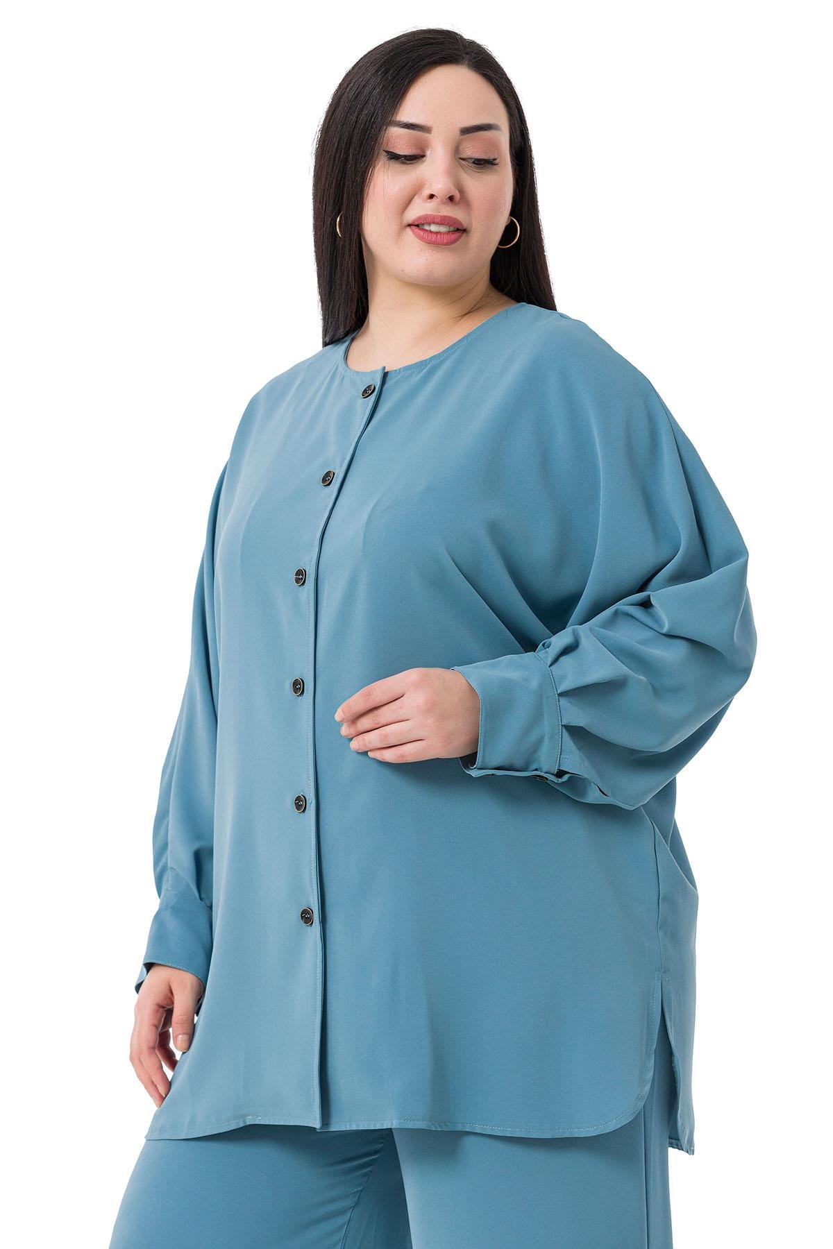 Gömlek&PantolonDISENTIS MODEST GENC BUYUK BEDEN GÖMLEK PANTOLON TAKIMDISENTIS MODESTBüyük Beden Gömlek Pantolon Mavi İkili Takım