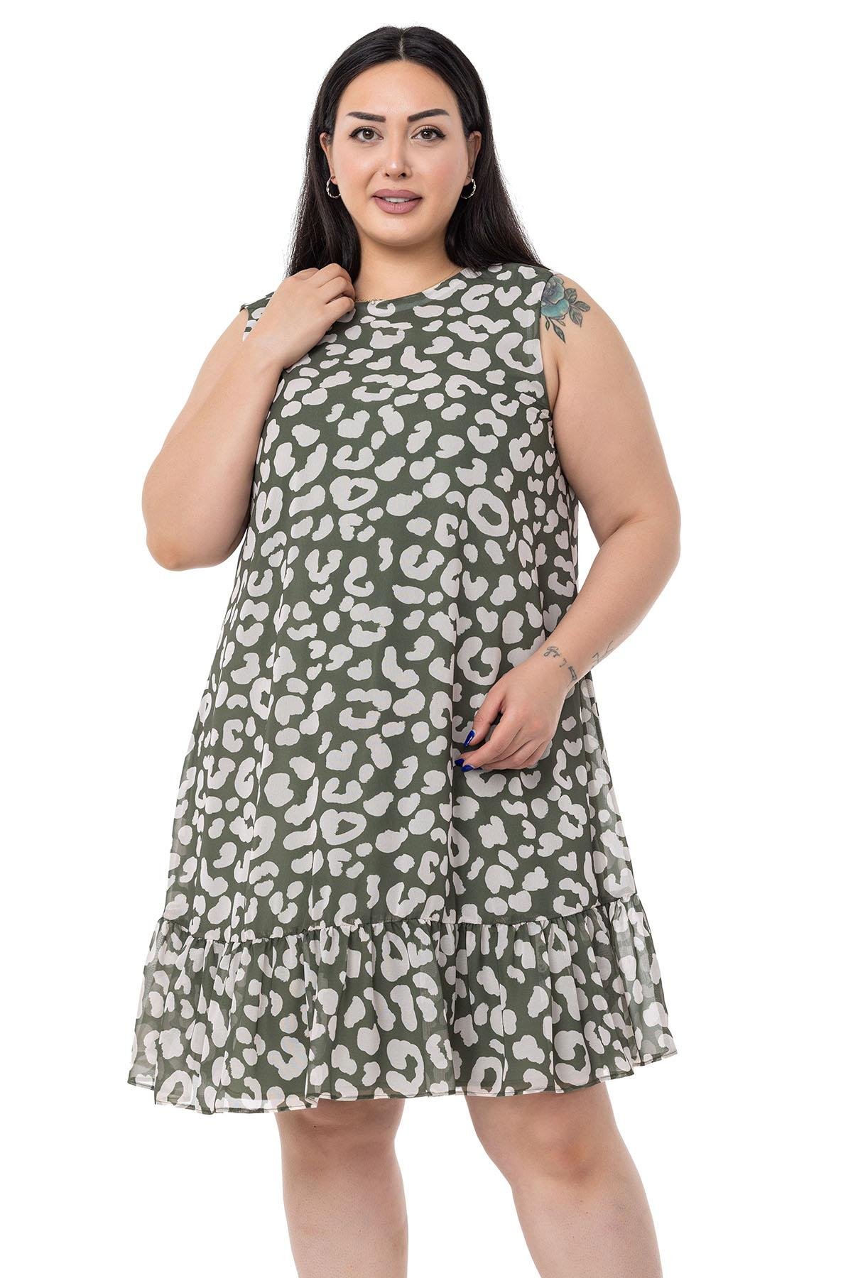 Günlük ElbiseDISENTIS GENC BUYUK BEDEN SIFON ELBISE DISENTIS MODESTDISENTIS MODESTBüyük Beden Bağlama Detaylı Şifon Astarlı Mini Haki Elbise 