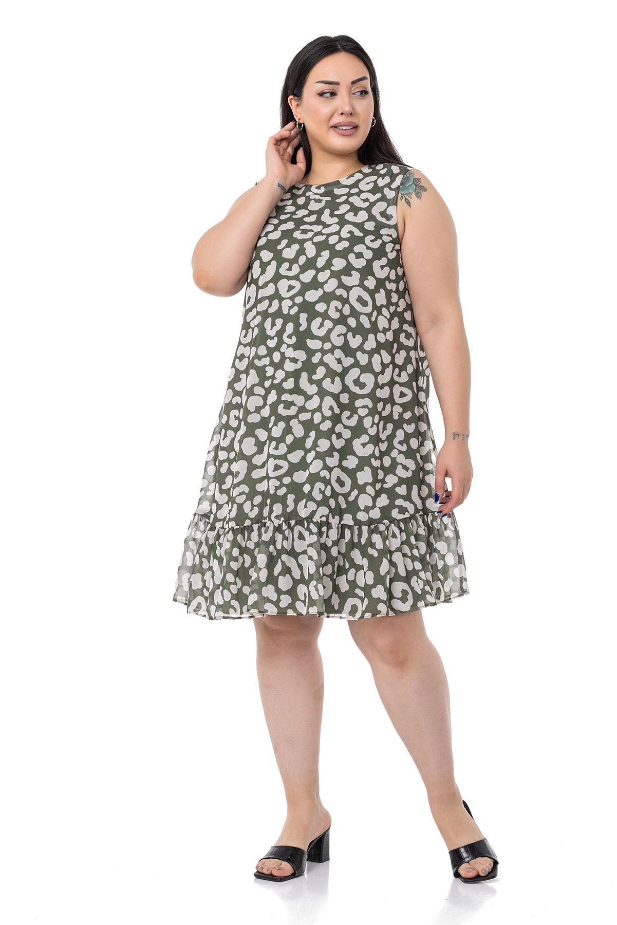 Günlük ElbiseDISENTIS GENC BUYUK BEDEN SIFON ELBISE DISENTIS MODESTDISENTIS MODESTBüyük Beden Bağlama Detaylı Şifon Astarlı Mini Haki Elbise 