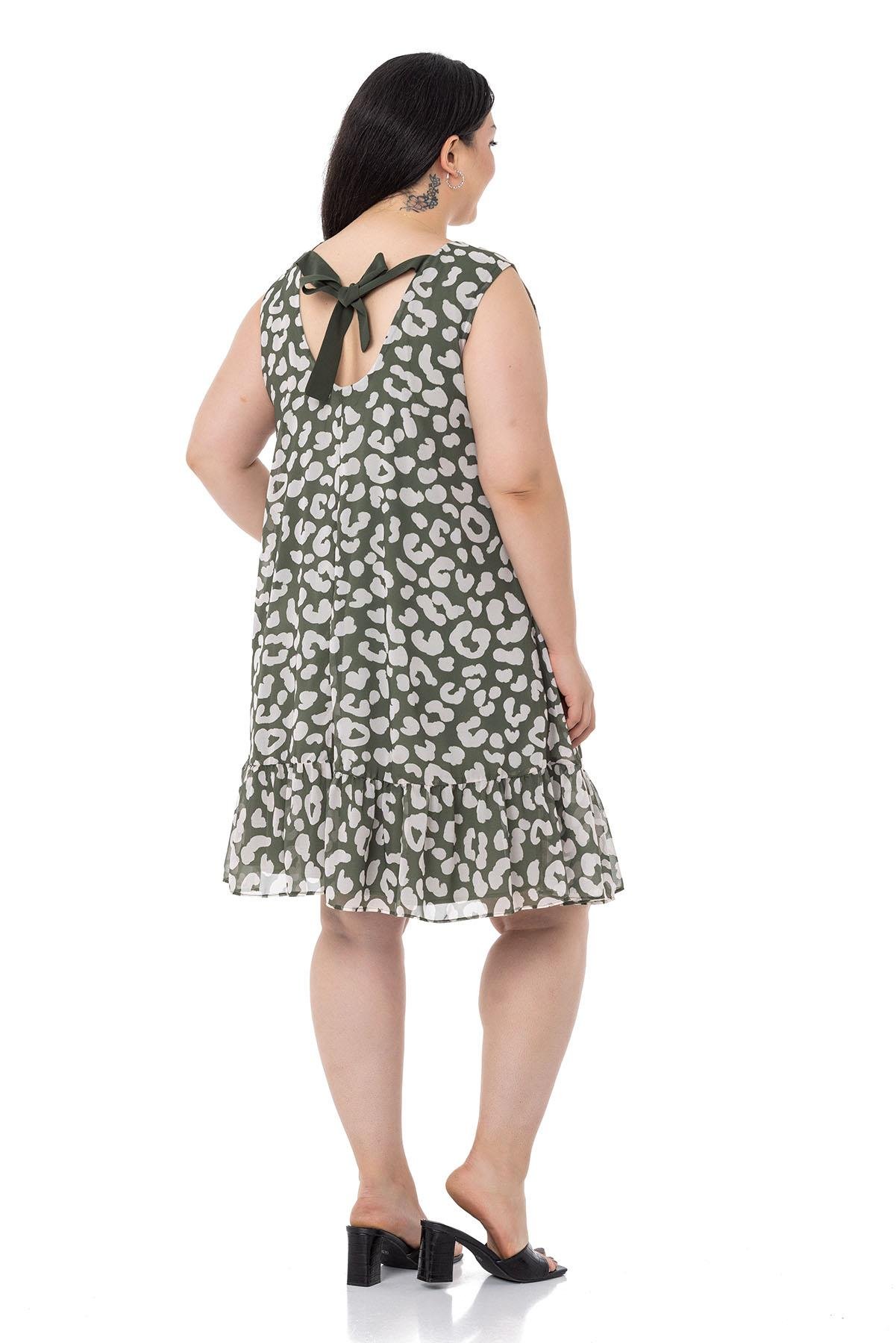 Günlük ElbiseDISENTIS GENC BUYUK BEDEN SIFON ELBISE DISENTIS MODESTDISENTIS MODESTBüyük Beden Bağlama Detaylı Şifon Astarlı Mini Haki Elbise 