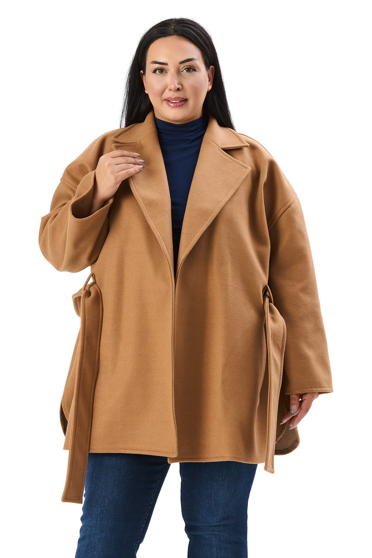 OvercoatsDisentis Modest Büyük Beden Düşük Kollu Kuşaklı Astarsız Kısa Kaşe Camel KabanDISENTIS MODESTBüyük Beden Düşük Kollu Kuşaklı Astarsız Kısa Kaşe Camel Kaban