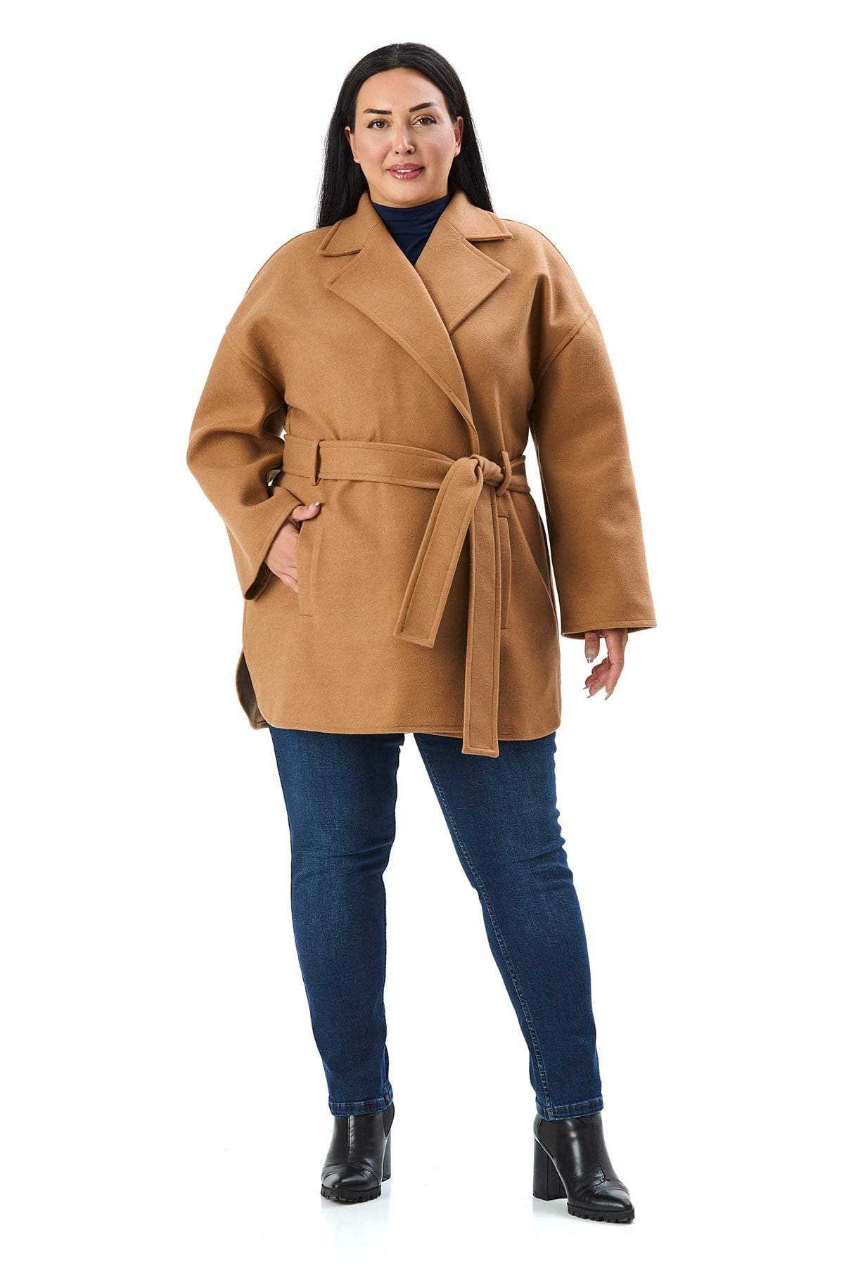 OvercoatsDisentis Modest Büyük Beden Düşük Kollu Kuşaklı Astarsız Kısa Kaşe Camel KabanDISENTIS MODESTBüyük Beden Düşük Kollu Kuşaklı Astarsız Kısa Kaşe Camel Kaban