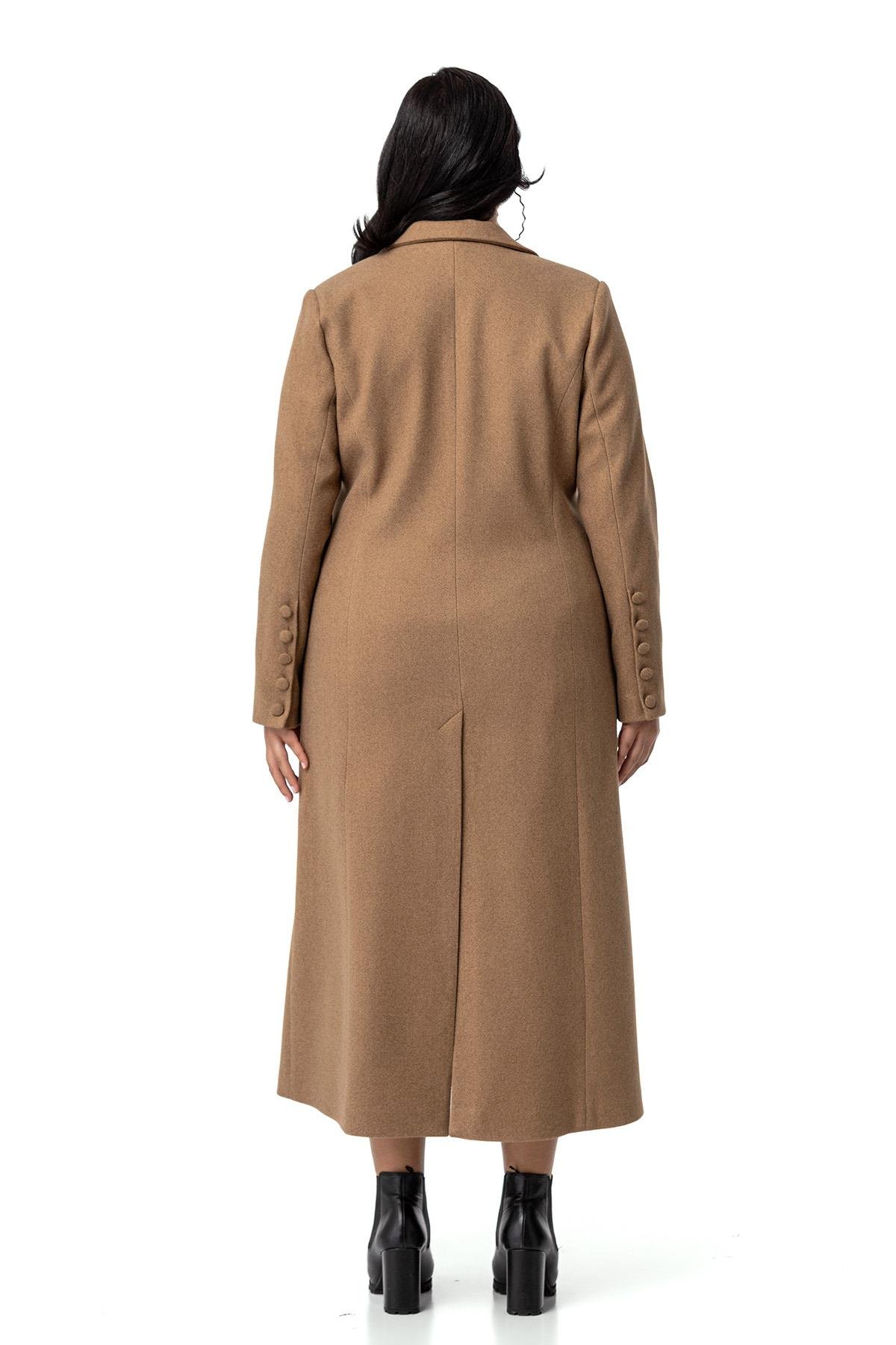 KabanDisentis Modest Büyük Beden Kaplama Düğmeli Cepli Astarlı Uzun Vizon Kaşe KabanDISENTIS MODESTBüyük Beden Kaplama Düğmeli Cepli Astarlı Uzun Vizon Kaşe Kaban