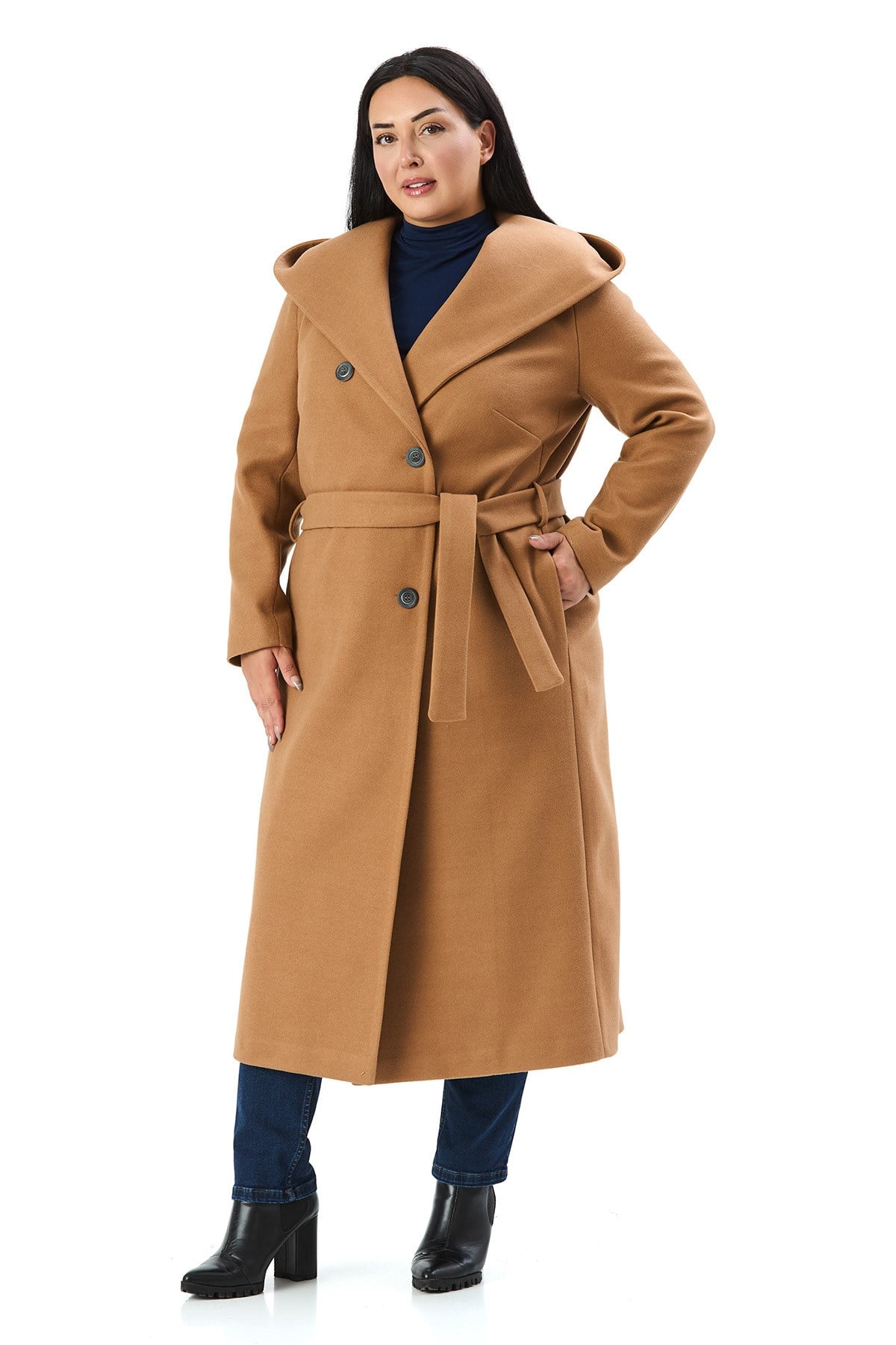 OvercoatsDisentis Modest Büyük Beden Kapüşonlu Astarlı Kaşe Uzun Camel KabanDISENTIS MODESTBüyük Beden Kapüşonlu Astarlı Kaşe Uzun Camel Kaban