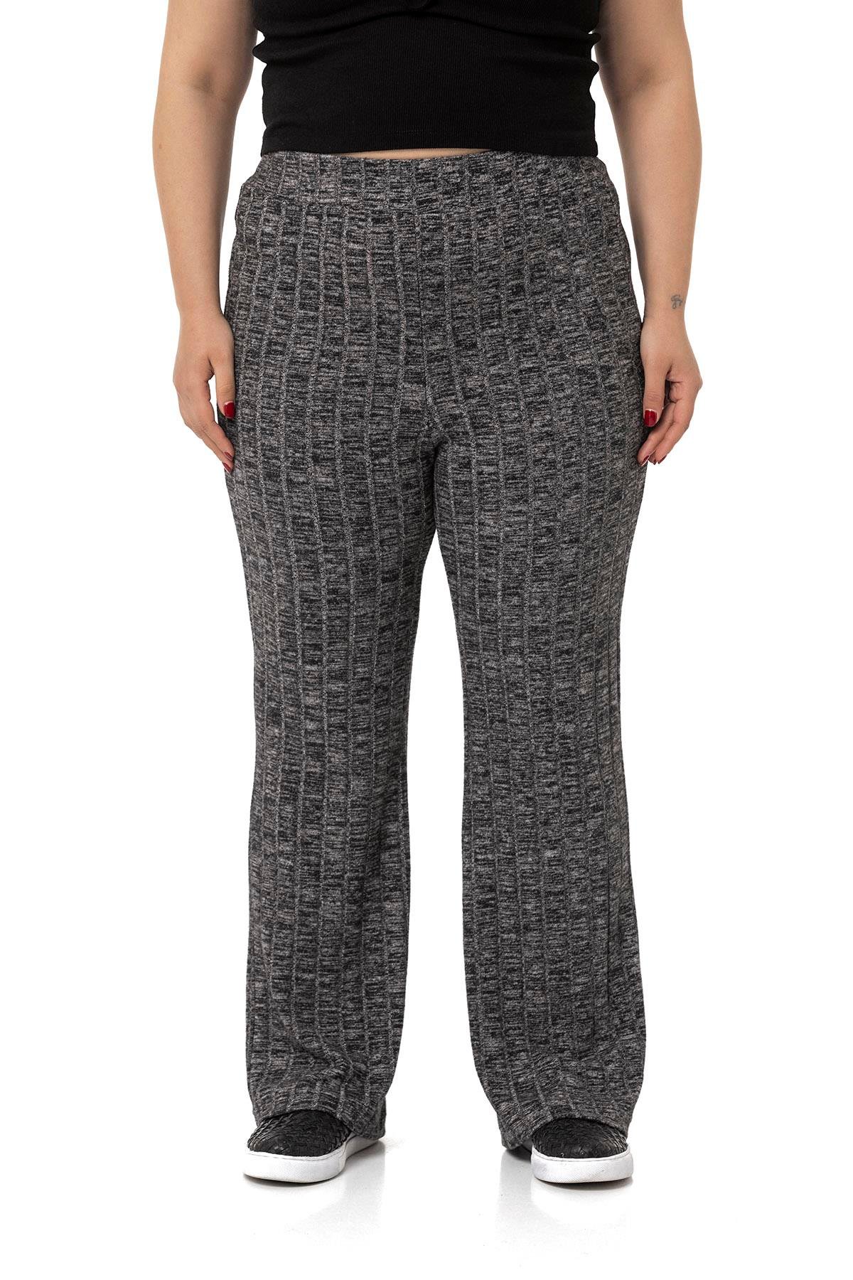 PantolonDISENTIS, DISENTIS MODEST, GENC BUYUK BEDEN, PANTOLON, TRIKO PANTOLONDISENTIS MODESTBüyük Beden Geniş Paça Beli Lastikli Fitilli Triko Siyah Pantolon