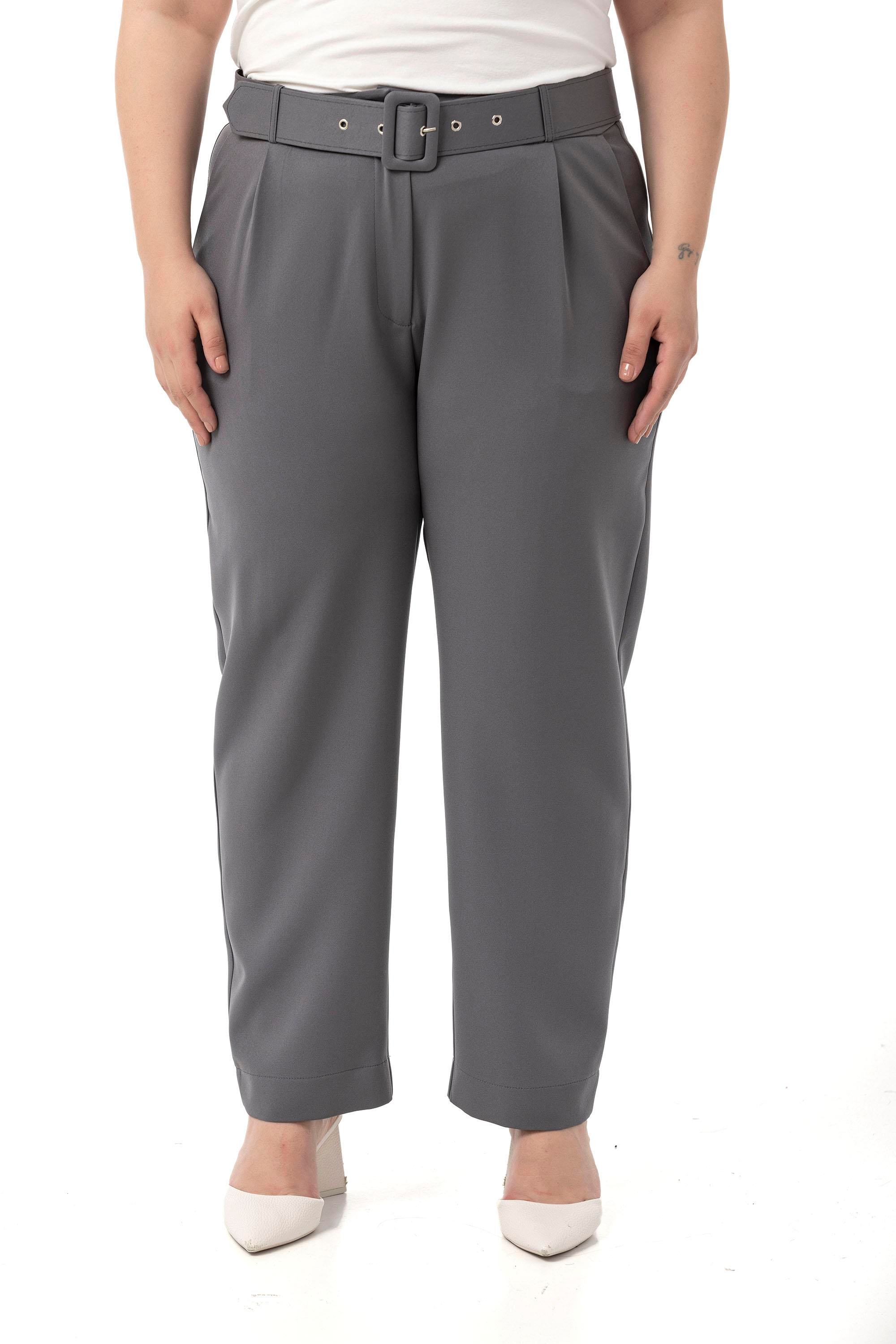 PantsDisentis Modest Büyük Beden Önü Pileli Cepli Kemerli Antrasit PantolonDISENTIS MODESTBüyük Beden Önü Pileli Cepli Kemerli Antrasit Pantolon