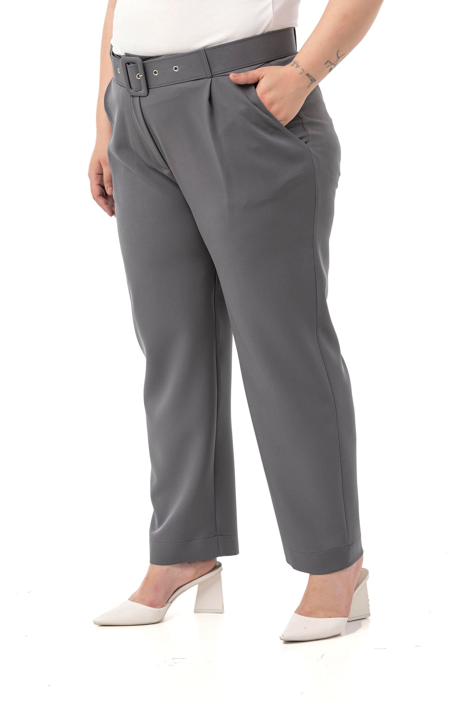PantsDisentis Modest Büyük Beden Önü Pileli Cepli Kemerli Antrasit PantolonDISENTIS MODESTBüyük Beden Önü Pileli Cepli Kemerli Antrasit Pantolon