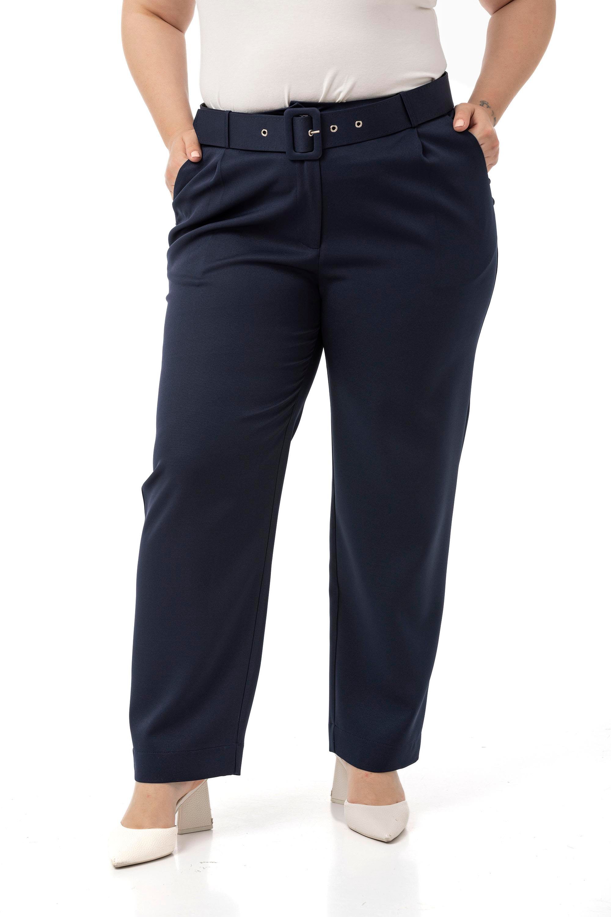 PantsDisentis Modest Büyük Beden Önü Pileli Cepli Kemerli Lacivert PantolonDISENTIS MODESTBüyük Beden Önü Pileli Cepli Kemerli Lacivert Pantolon