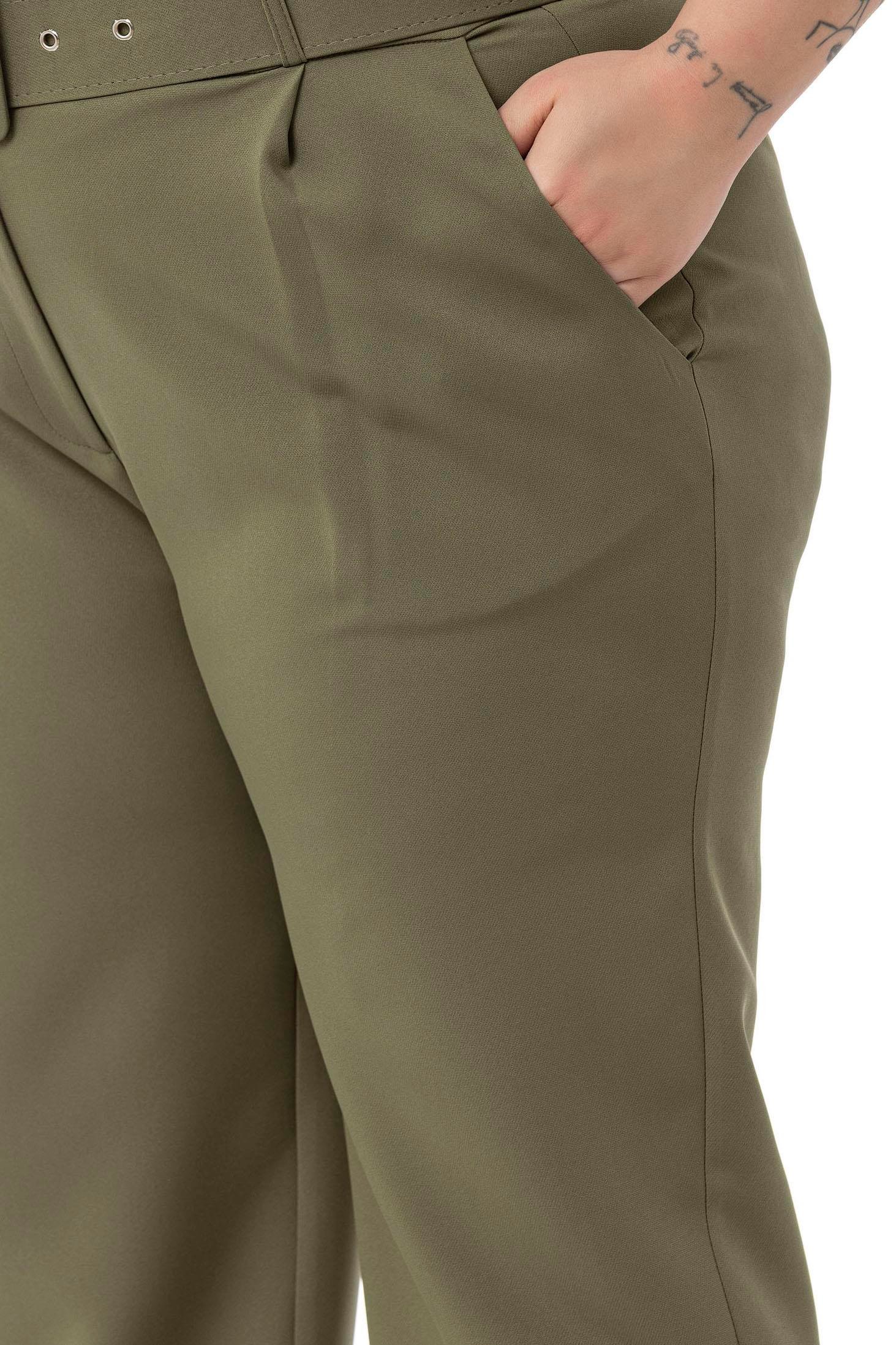 PantsDisentis Modest Büyük Beden Önü Pileli Cepli Kemerli Haki PantolonDISENTIS MODESTBüyük Beden Önü Pileli Cepli Kemerli Haki Pantolon