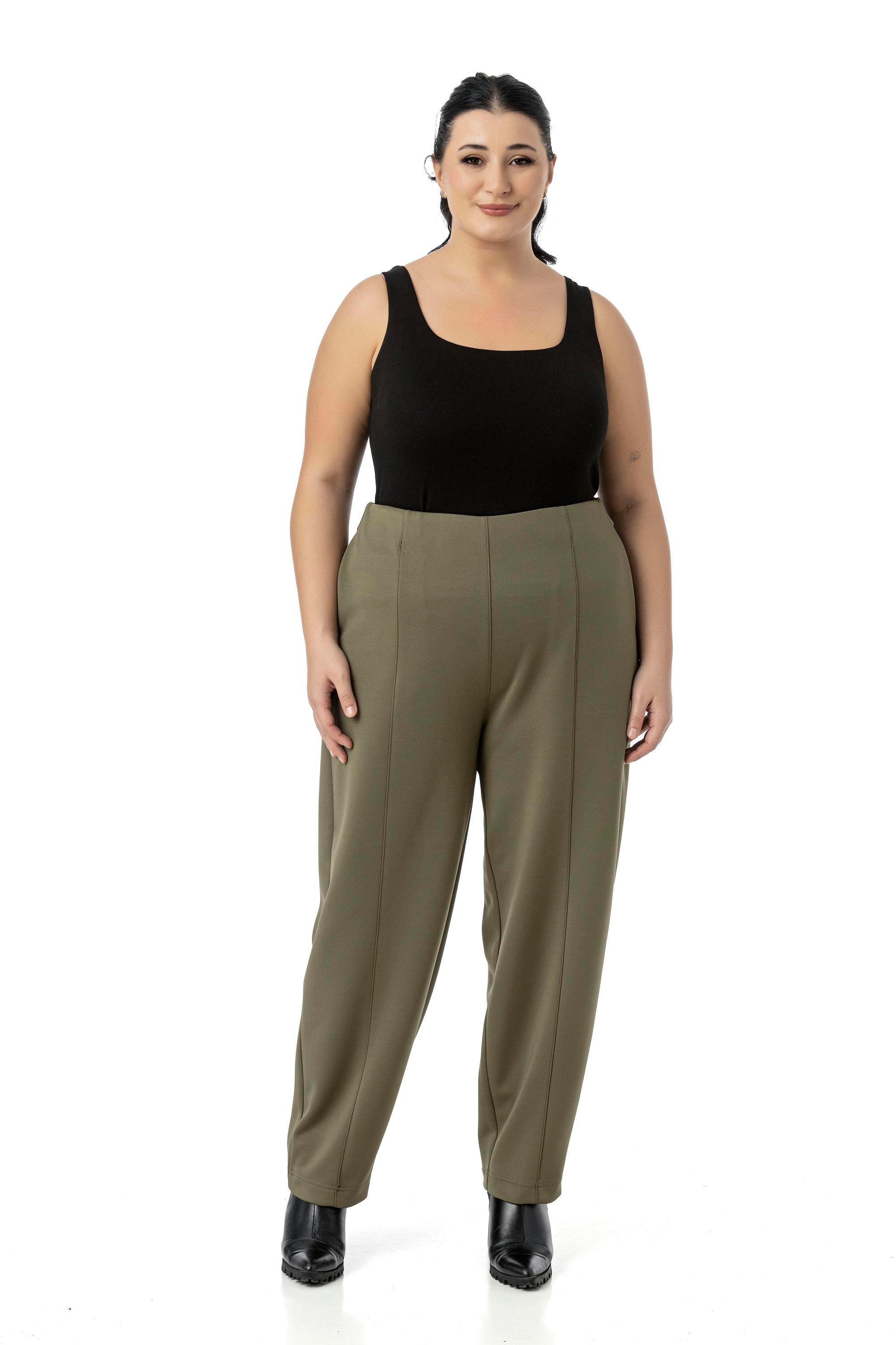 PantolonDisentis Modest Büyük Beden Yarım Şalvar Beli Arkadan Lastikli Cepli Haki PantolonDISENTIS MODESTBüyük Beden Yarım Şalvar Beli Arkadan Lastikli Cepli Haki Pantolon