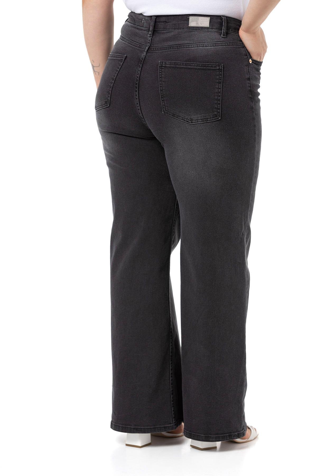 PantsDisentis Modest Büyük Beden Yüksek Bel Geniş Paça Antrasit Denim PantolonDISENTIS MODESTBüyük Beden Yüksek Bel Geniş Paça Antrasit Denim Pantolon