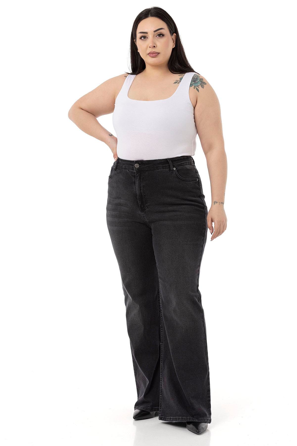 PantsDisentis Modest Büyük Beden Yüksek Bel İspanyol Paça Siyah Denim PantolonDISENTIS MODESTBüyük Beden Yüksek Bel İspanyol Paça Siyah Denim Pantolon