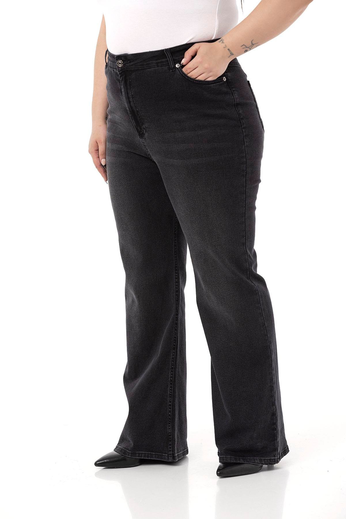 PantsDisentis Modest Büyük Beden Yüksek Bel İspanyol Paça Siyah Denim PantolonDISENTIS MODESTBüyük Beden Yüksek Bel İspanyol Paça Siyah Denim Pantolon