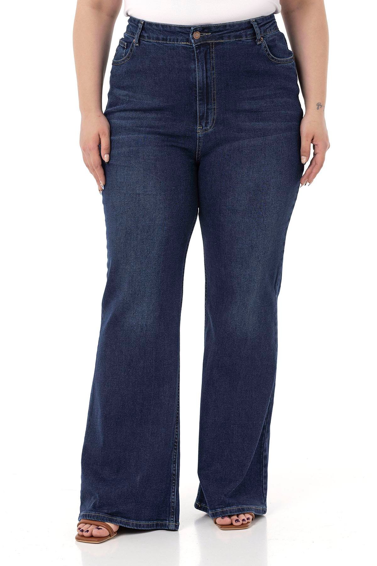 PantsDisentis Modest Büyük Beden Yüksek Bel İspanyol Paça Lacivert Denim PantolonDISENTIS MODESTBüyük Beden Yüksek Bel İspanyol Paça Lacivert Denim Pantolon
