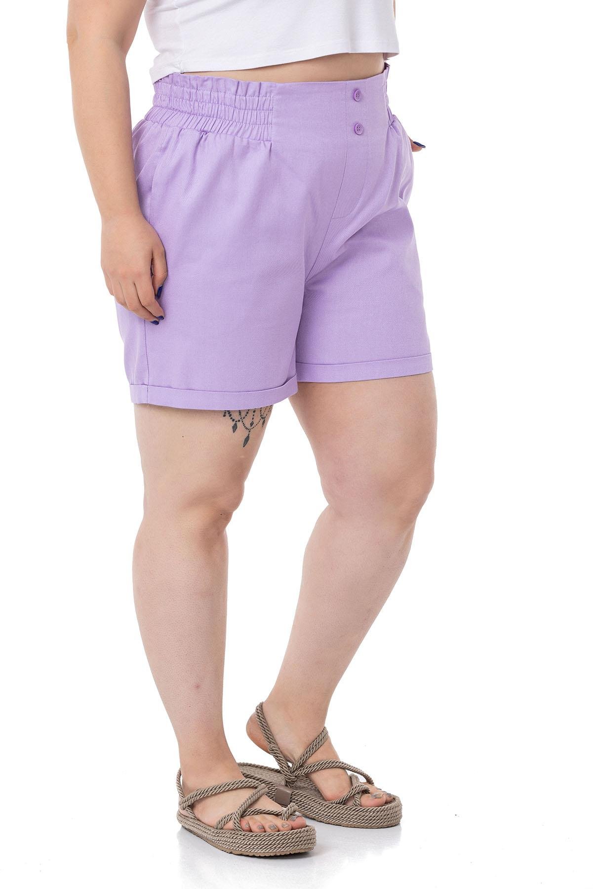 ShortsDISENTIS MODEST BÜYÜK BEDEN BELİ YAN VE ARKADAN LASTİKLİ PAÇASI KATLAMA DETAYLI GABARDİN LİLA ŞORTDISENTIS MODESTBüyük Beden Beli Yan ve Arkadan Lastikli Paçası Katlama Detaylı Gabardin Lila Şort