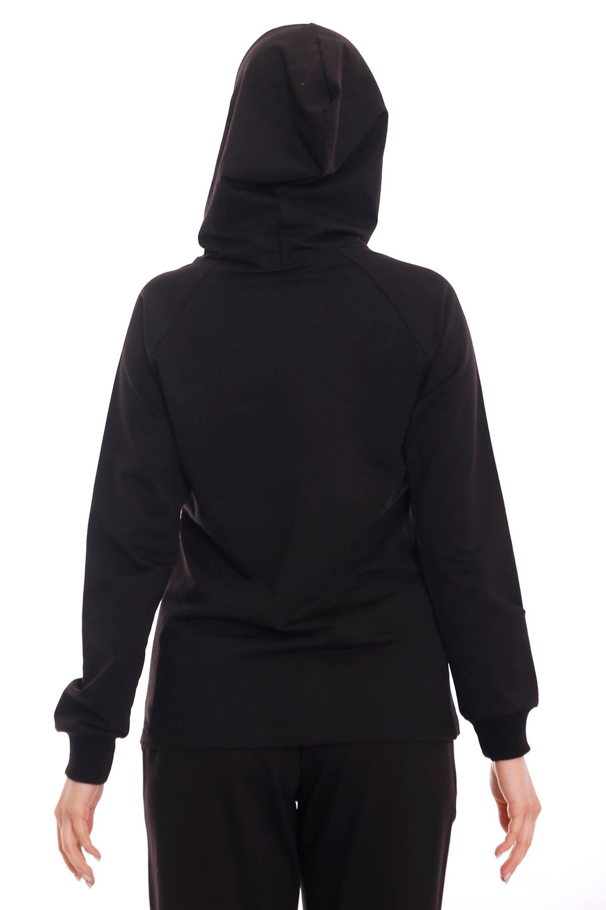 SweatshirtKapüşonlu Uzun Kollu Bağcık Detaylı SweatshirtdisentisKapüşonlu Uzun Kollu Bağcık Detaylı Siyah Sweatshirt