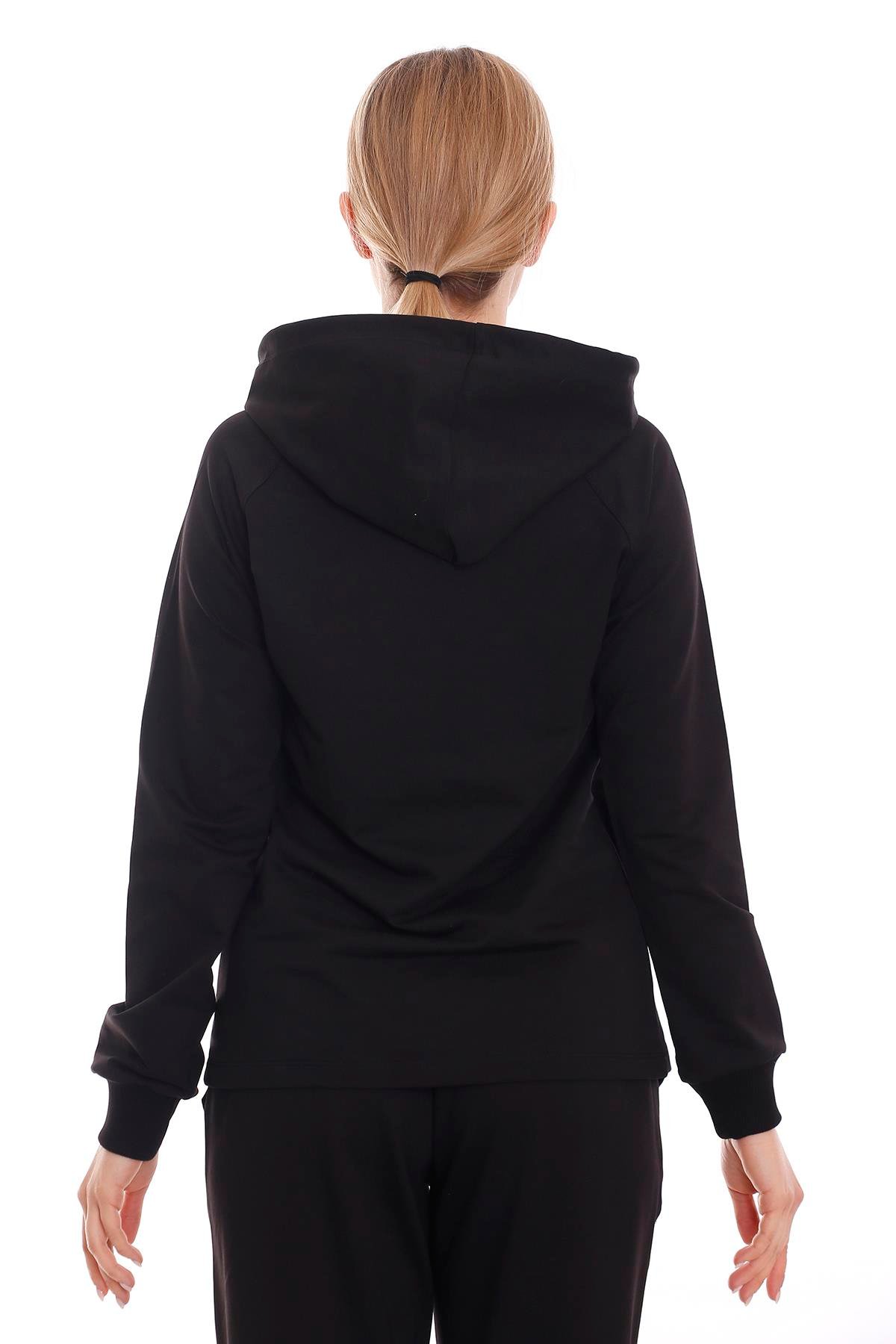 SweatshirtKapüşonlu Uzun Kollu Bağcık Detaylı SweatshirtdisentisKapüşonlu Uzun Kollu Bağcık Detaylı Siyah Sweatshirt