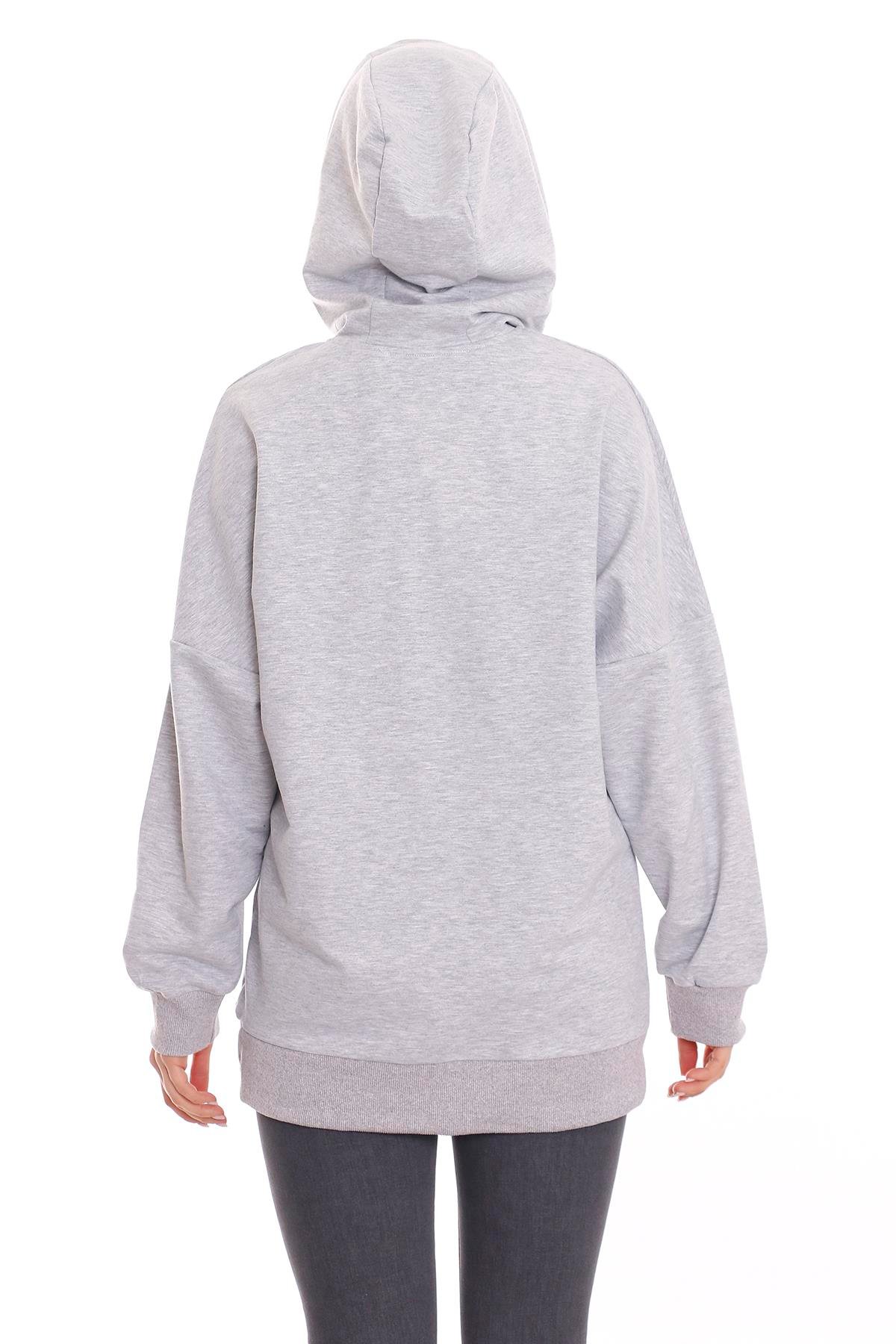 SweatshirtdisentisKapüşonu Çiçek Desenli Uzun Kollu Kanguru Cepli Oversize Sweatshirt