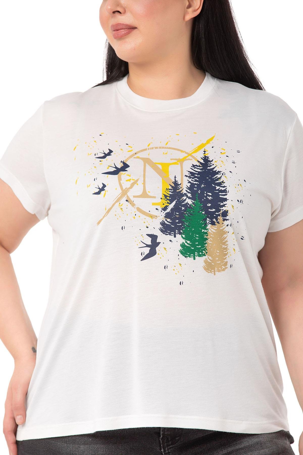 T-shirtDISENTIS MODEST BÜYÜK BEDEN AĞAÇ BASKILI BİSİKLET YAKA BEYAZ T-SHIRTDISENTIS MODESTBüyük Beden Ağaç Baskılı Bisiklet Yaka Beyaz T-shirt