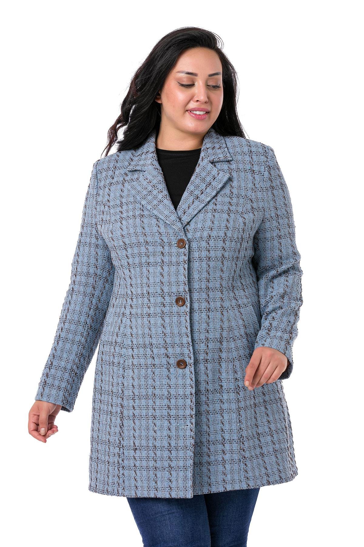 TEK KALANLARDisentis Modest Astarlı Cepli Düğmeli Mavi CeketDISENTIS MODESTBüyük Beden Astarlı Cepli Düğmeli Mavi Ceket