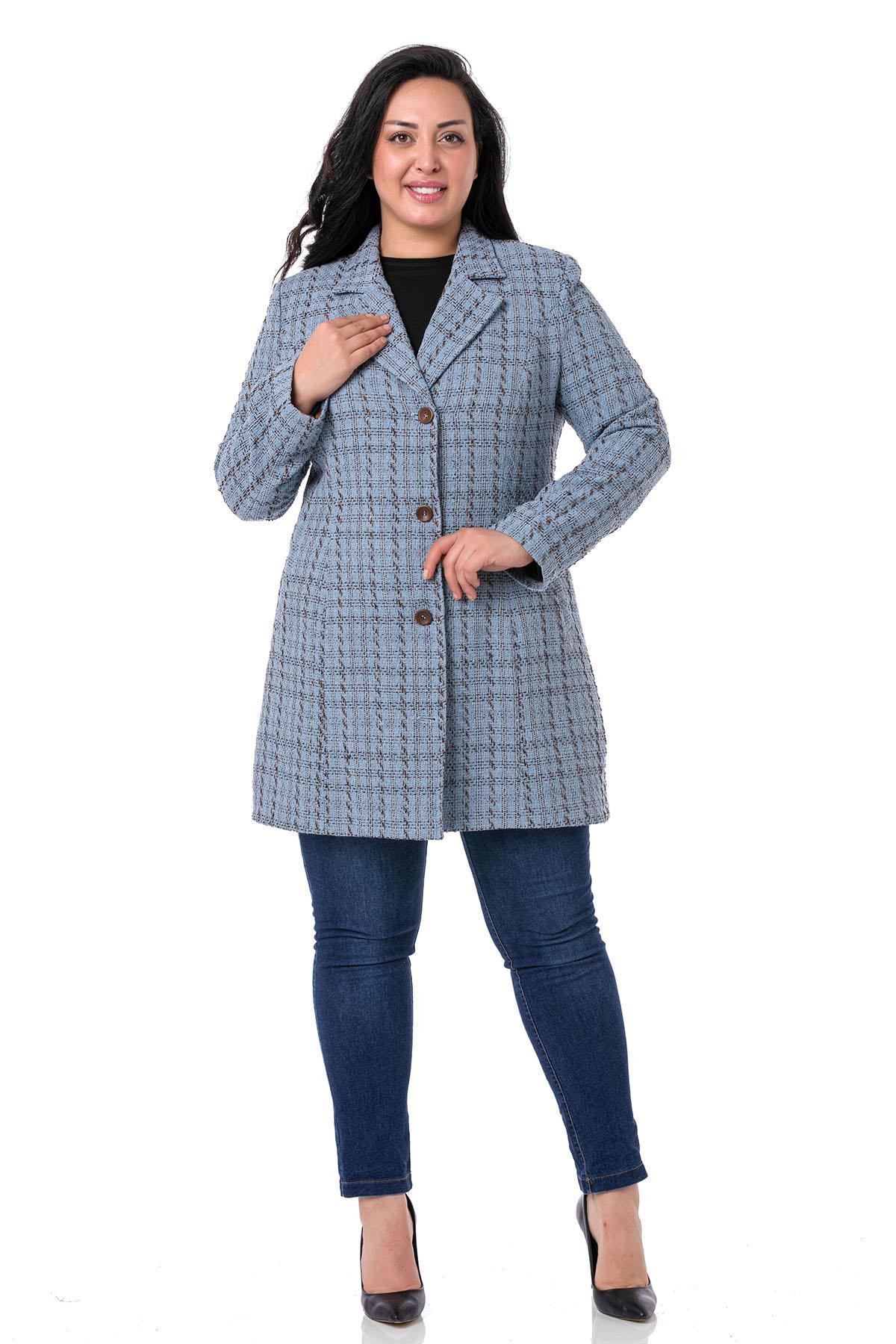 TEK KALANLARDisentis Modest Astarlı Cepli Düğmeli Mavi CeketDISENTIS MODESTBüyük Beden Astarlı Cepli Düğmeli Mavi Ceket