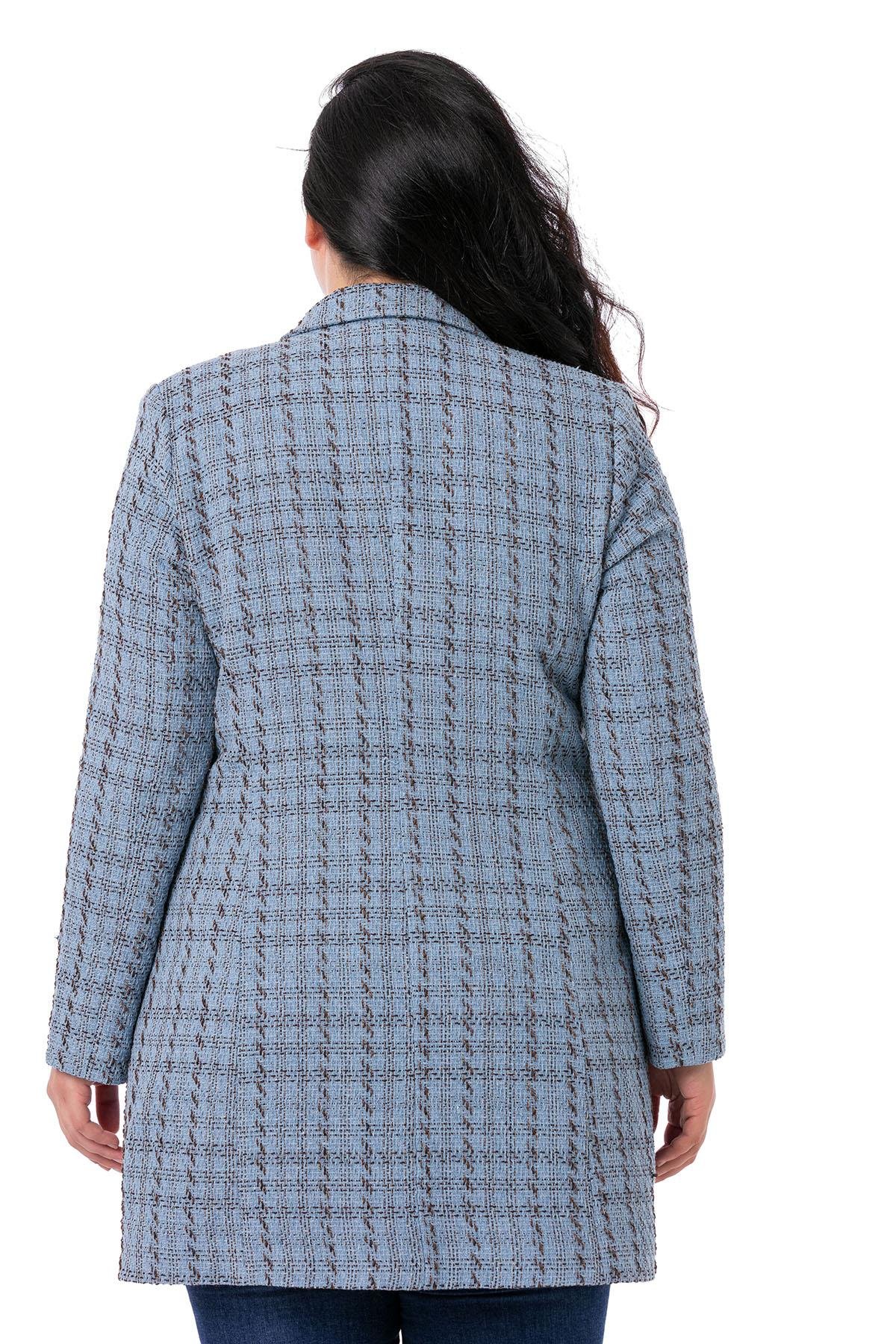 TEK KALANLARDisentis Modest Astarlı Cepli Düğmeli Mavi CeketDISENTIS MODESTBüyük Beden Astarlı Cepli Düğmeli Mavi Ceket