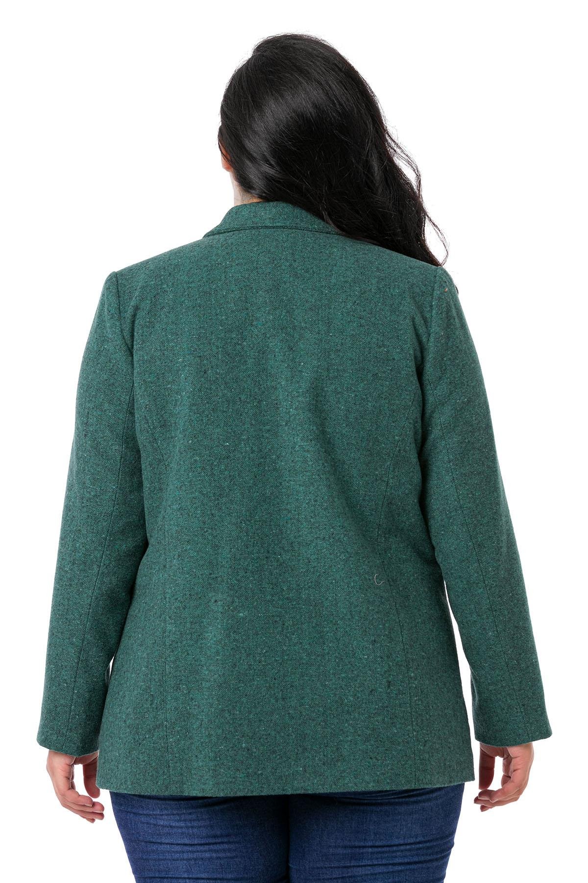 TEK KALANLARBüyük Beden Cepli Balıksırtı Blazer Astarlı Yeşil CeketDISENTIS MODESTBüyük Beden Cepli Balıksırtı Blazer Astarlı Yeşil Ceket