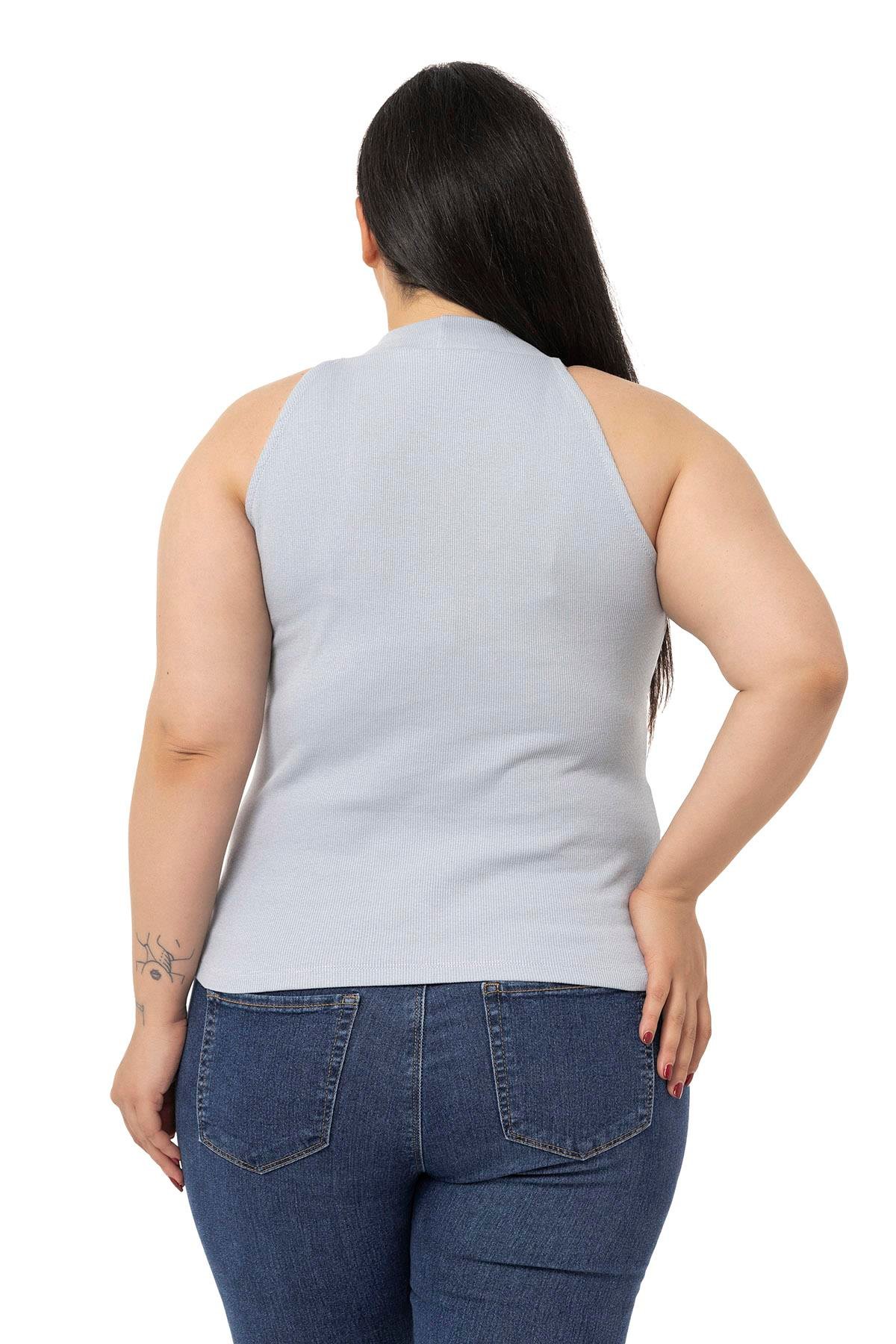 TopDISENTIS MODEST GENC BUYUK BEDEN KAŞKORSE YARIM BALIKCI HALTER YAKA BODYDISENTIS MODESTBüyük Beden Halter Yaka Yarım Balıkçı Fitilli Kaşkorse Gri Body