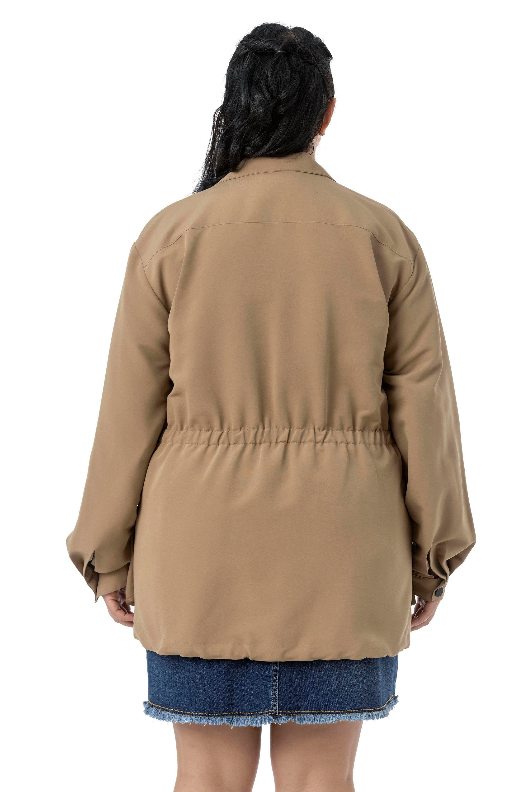 TrençkotDisentis Modest Büyük Beden Çıtçıt ve Fermuar Kapamalı Beli Büzgülü Astarlı Vizon TrençkotDISENTIS MODESTBüyük Beden Çıtçıt ve Fermuar Kapamalı Beli Büzgülü Astarlı Vizon Trençkot