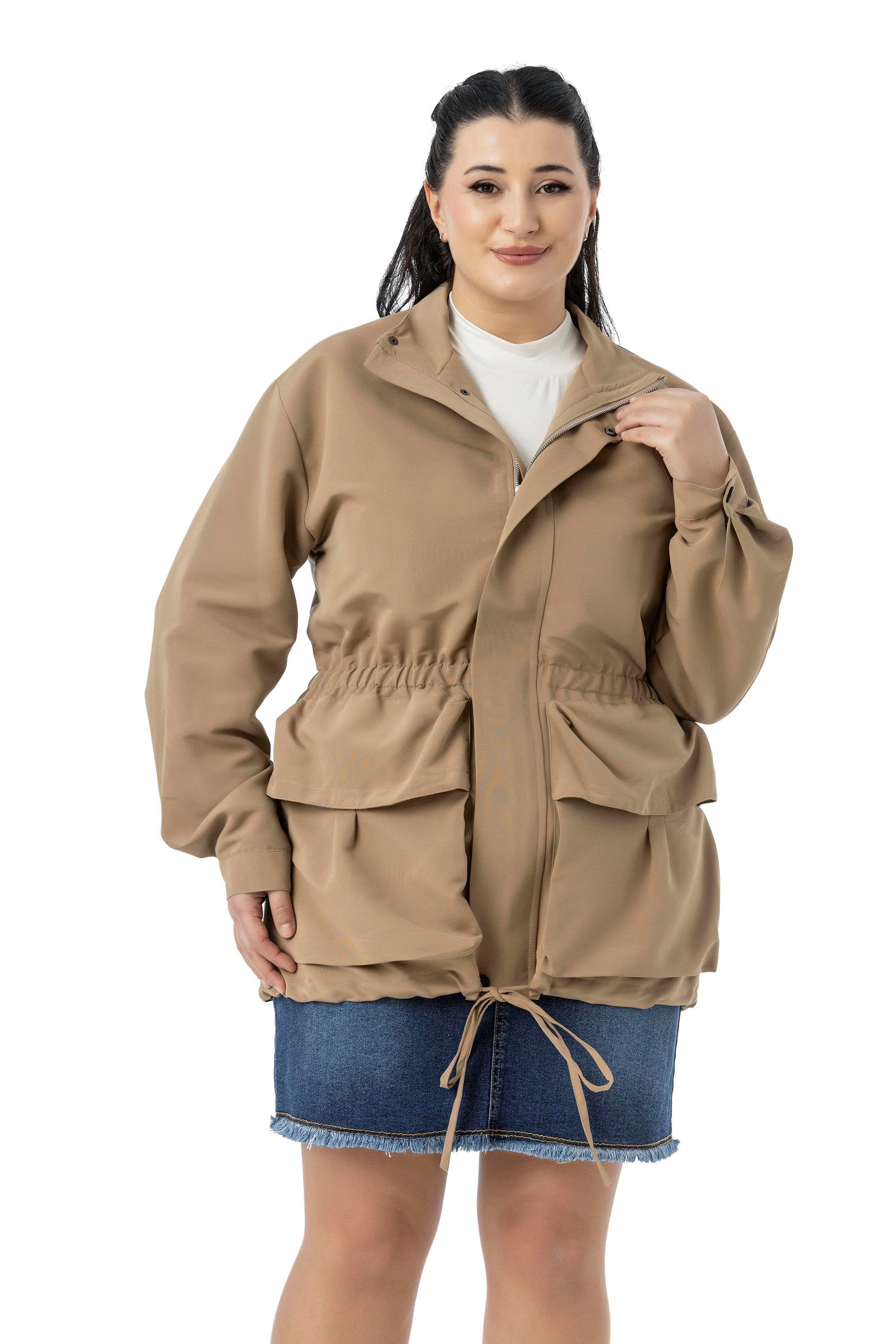 TrençkotDisentis Modest Büyük Beden Çıtçıt ve Fermuar Kapamalı Beli Büzgülü Astarlı Vizon TrençkotDISENTIS MODESTBüyük Beden Çıtçıt ve Fermuar Kapamalı Beli Büzgülü Astarlı Vizon Trençkot