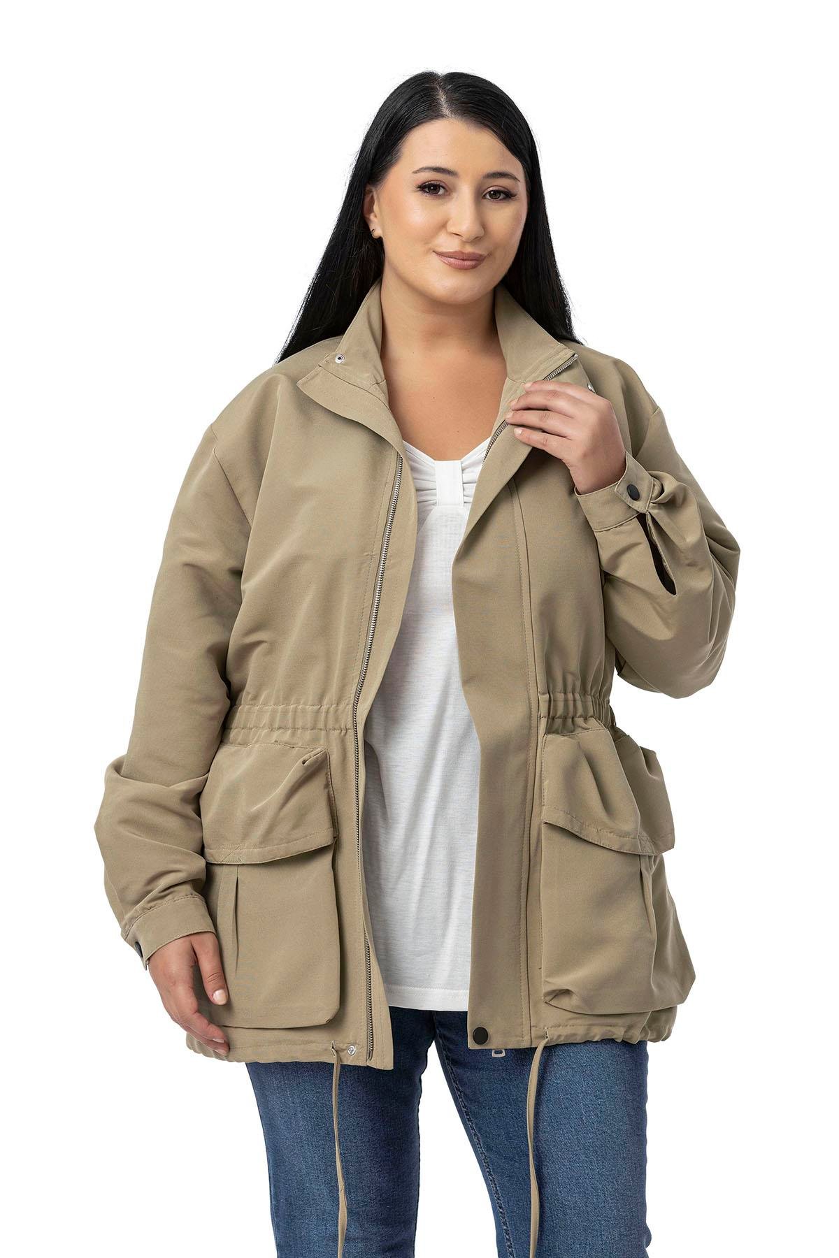 TrençkotDisentis Modest Büyük Beden Çıtçıt ve Fermuar Kapamalı Beli Büzgülü Astarlı Çağla Yeşili TrençkotDISENTIS MODESTBüyük Beden Çıtçıt ve Fermuar Kapamalı Beli Büzgülü Astarlı Çağla Yeşili Trençkot