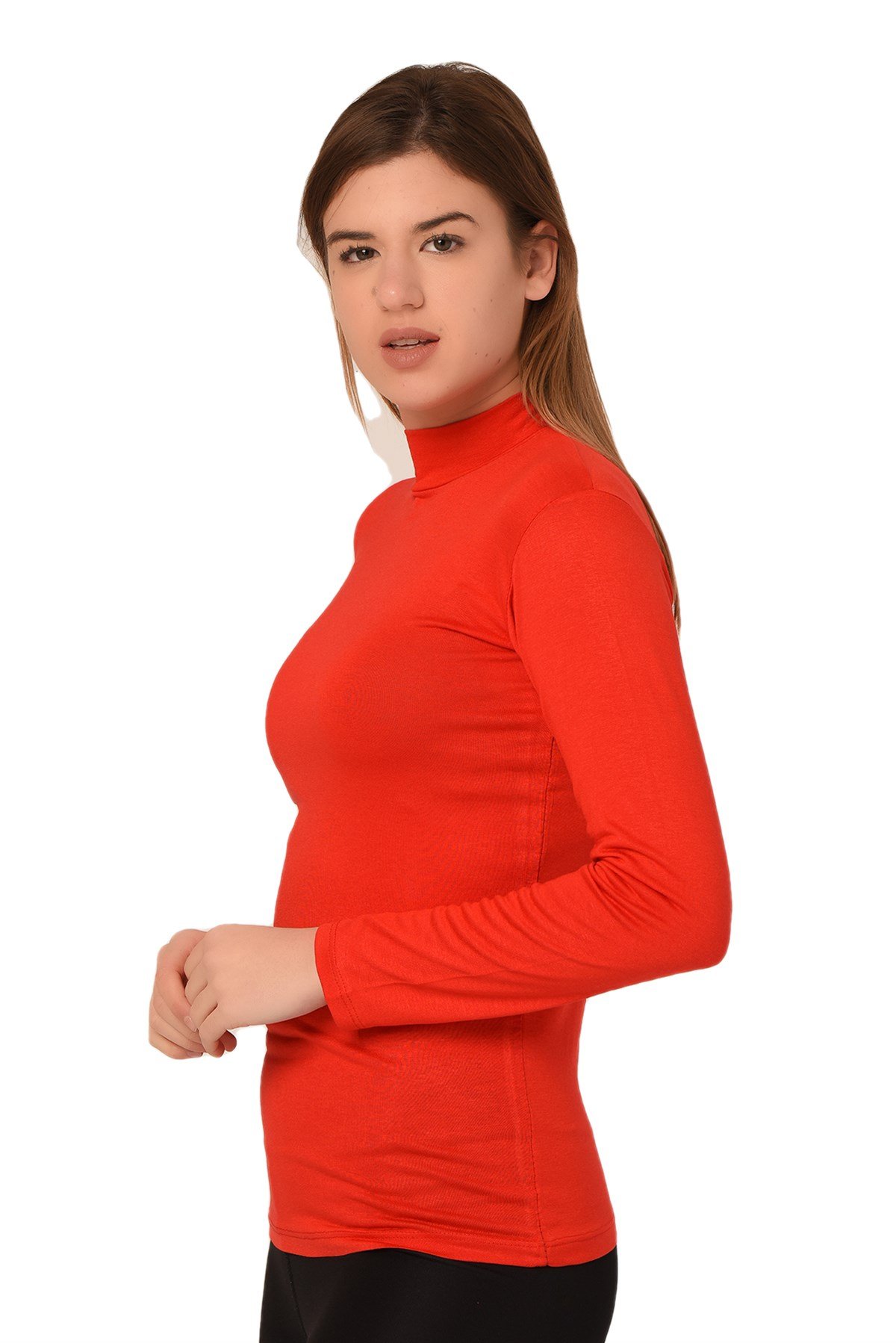 Yarım Balıkçı Uzun Kollu Viskon Kiremit Body