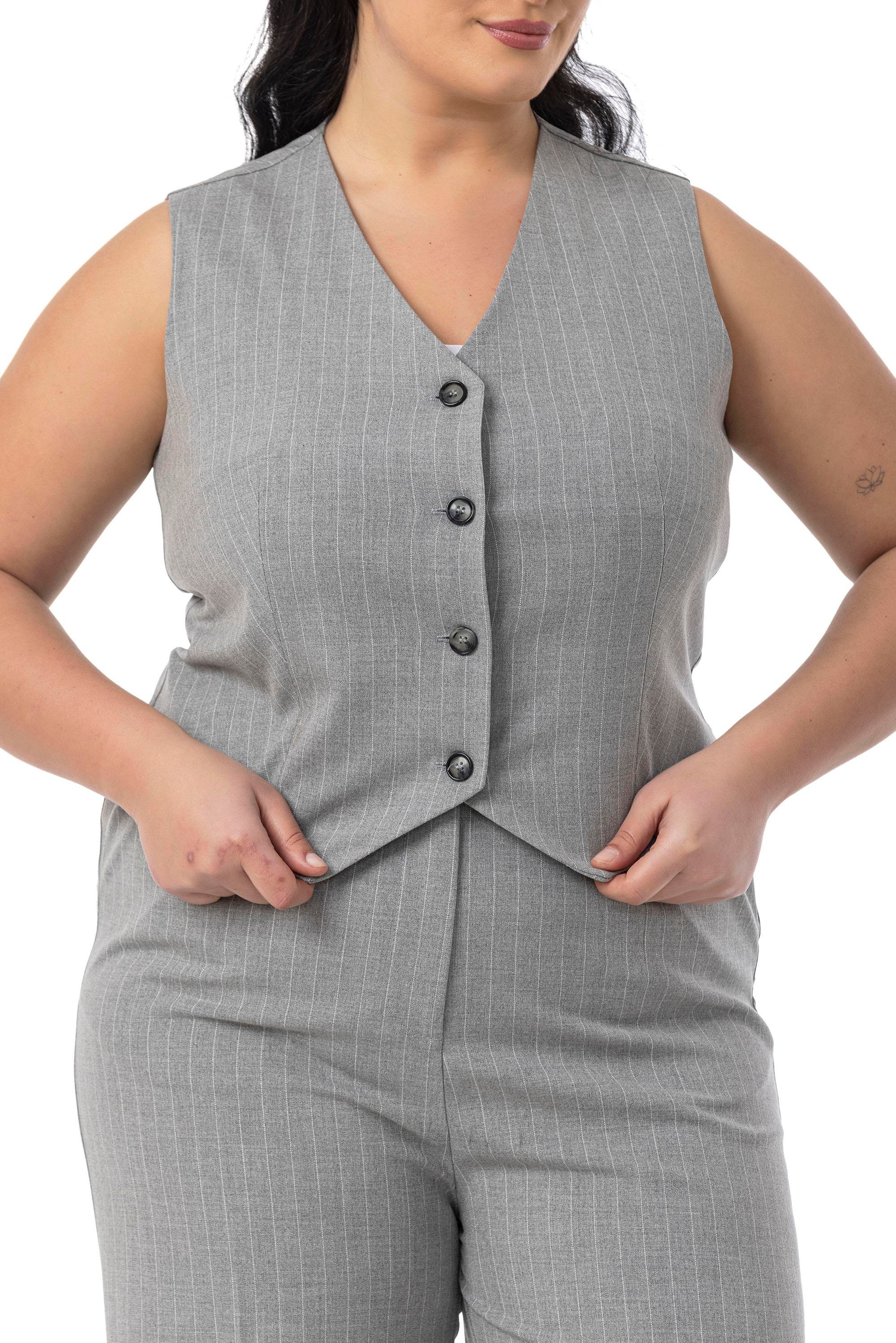 Yelek | Pantolon TakımlarDisentis Modest Büyük Beden Çizgili Yelek Pantolon Gri İkili TakımDISENTIS MODESTBüyük Beden Çizgili Yelek Pantolon Gri İkili Takım