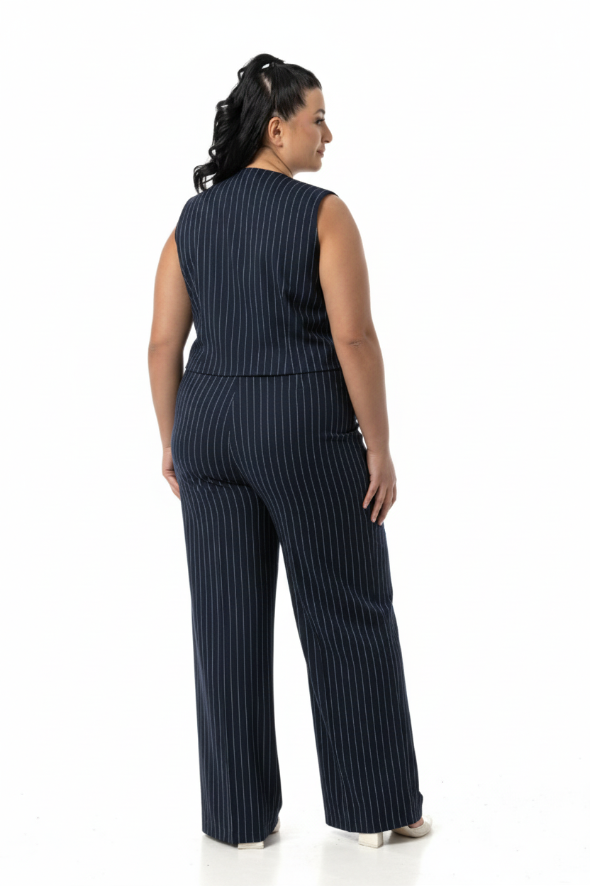 Yelek | Pantolon TakımlarDisentis Modest Büyük Beden Çizgili Yelek Pantolon Lacivert İkili TakımDISENTIS MODESTBüyük Beden Çizgili Yelek Pantolon Lacivert İkili Takım