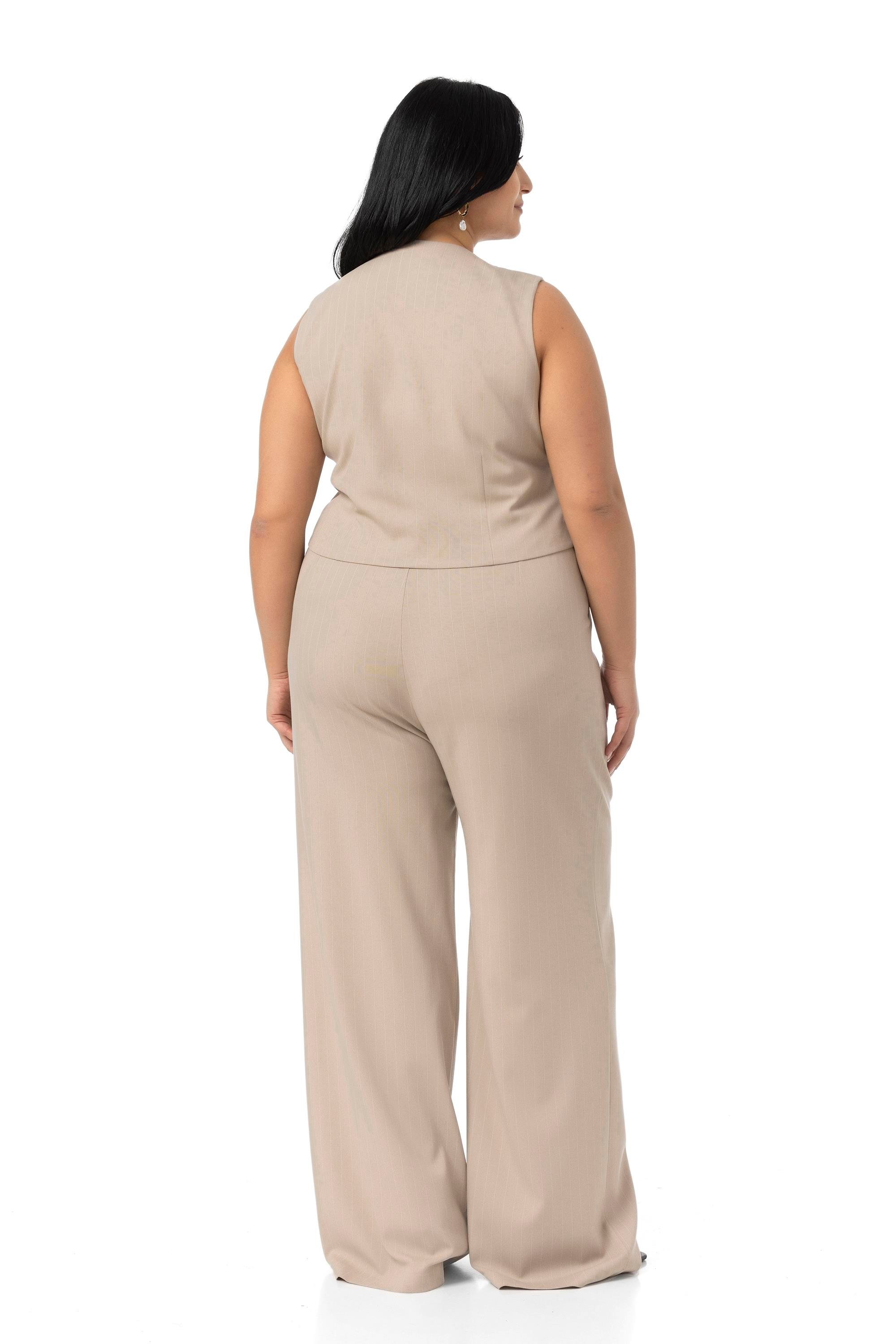 Yelek | Pantolon TakımlarDisentis Modest Büyük Beden Çizgili Yelek Pantolon Vizon İkili TakımDISENTIS MODESTBüyük Beden Çizgili Yelek Pantolon Vizon İkili Takım