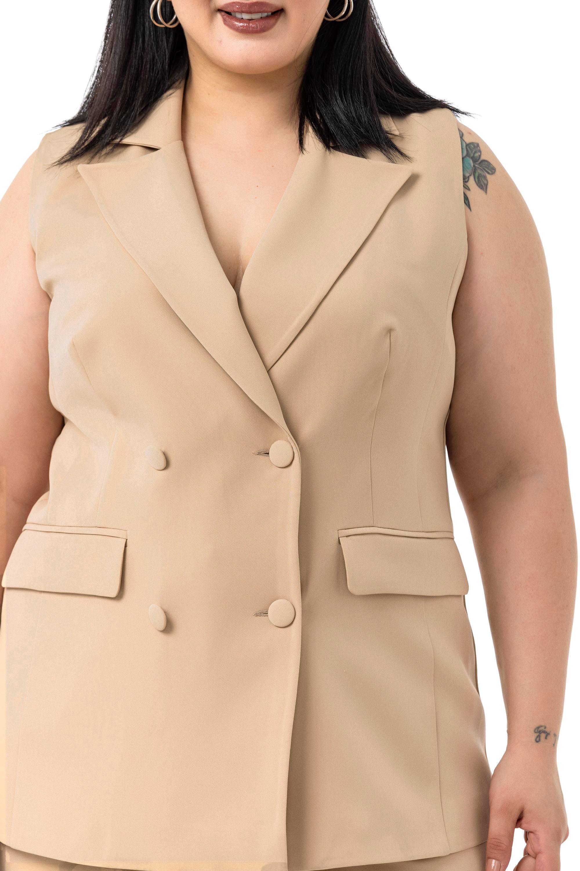 Yelek | Pantolon TakımlarDisentis Modest Büyük Beden Kaplama Düğmeli Yelek Pantolon Vizon İkili TakımDISENTIS MODESTBüyük Beden Kaplama Düğmeli Yelek Pantolon Vizon İkili Takım