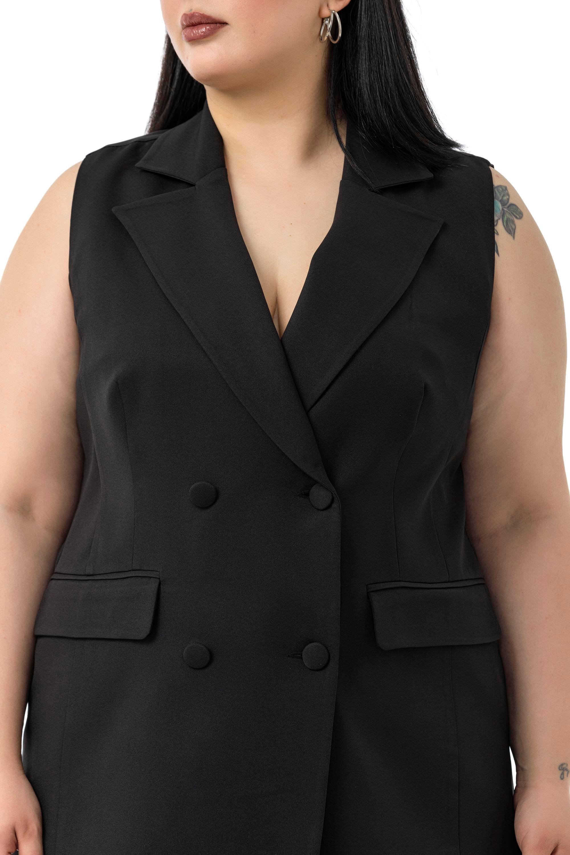 Yelek | Pantolon TakımlarDisentis Modest Büyük Beden Kaplama Düğmeli Yelek Pantolon Siyah İkili TakımDISENTIS MODESTBüyük Beden Kaplama Düğmeli Yelek Pantolon Siyah İkili Takım